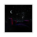 Night Sky Square Sticker — Crescent Moon & Starry Desert Scene