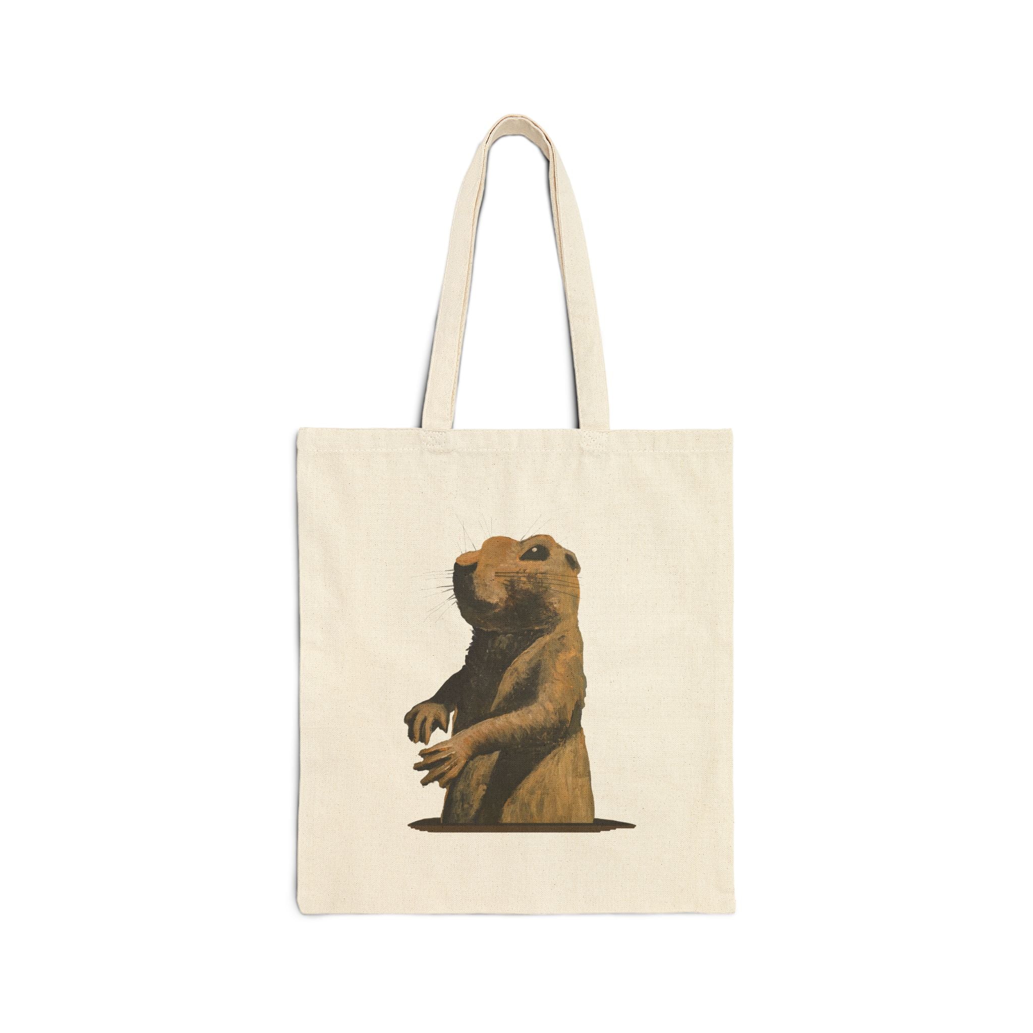 Prairie Dog Portrait Canvas Tote Bag — Whimsical Animal Eco Market Tote