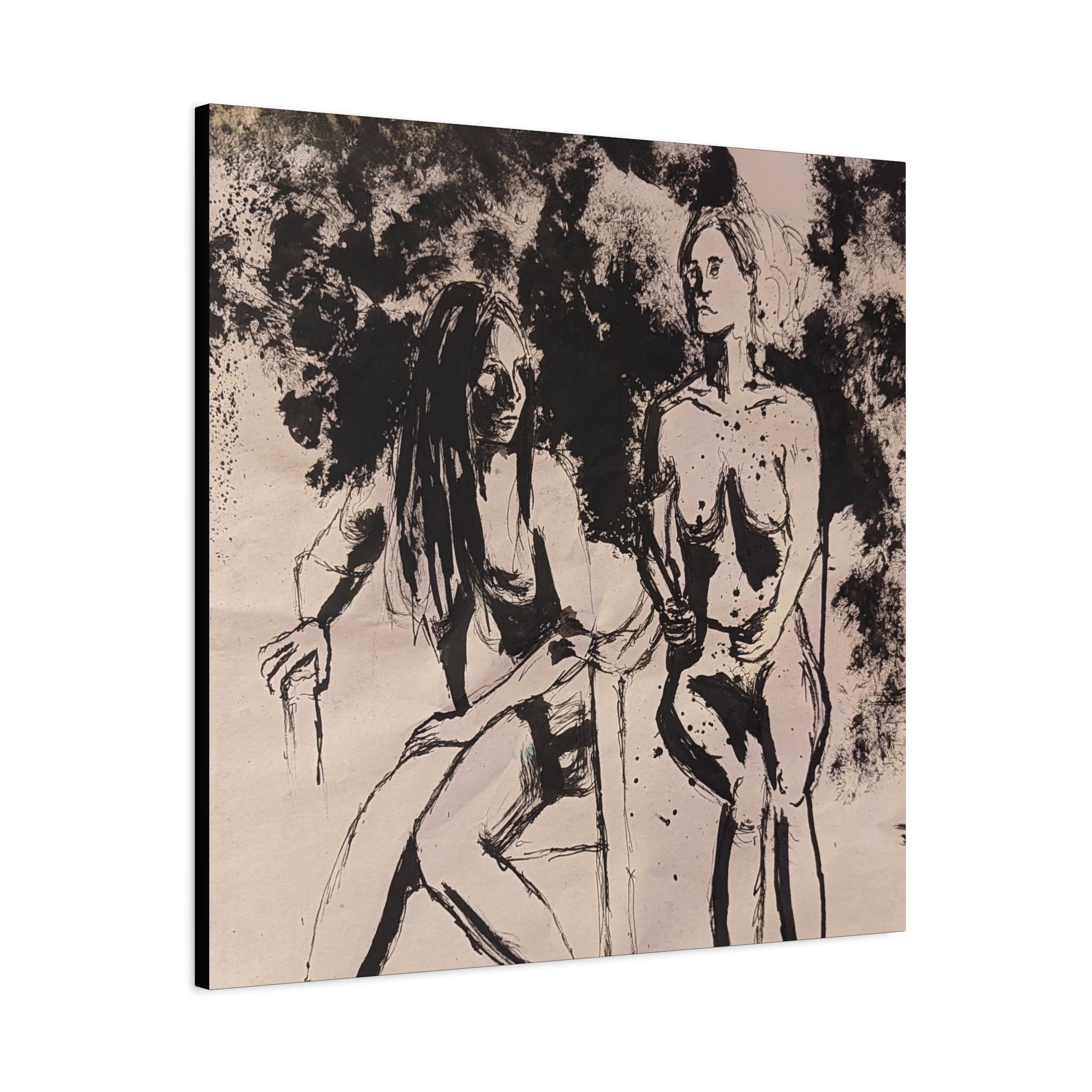 form / Figure Drawing of Two Women Canvas Print