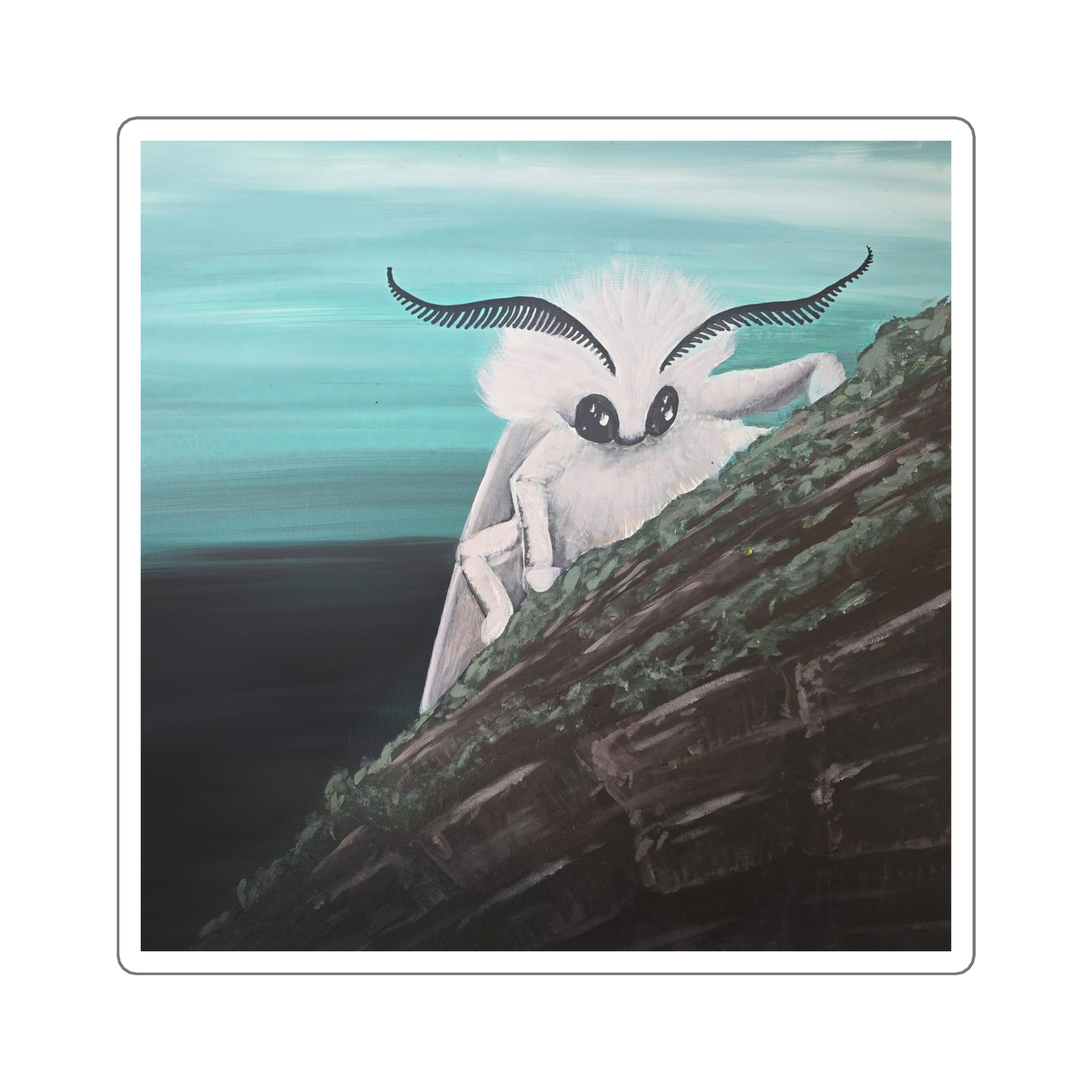 Poodle Moth Square Sticker — Whimsical Insect Laptop Decal
