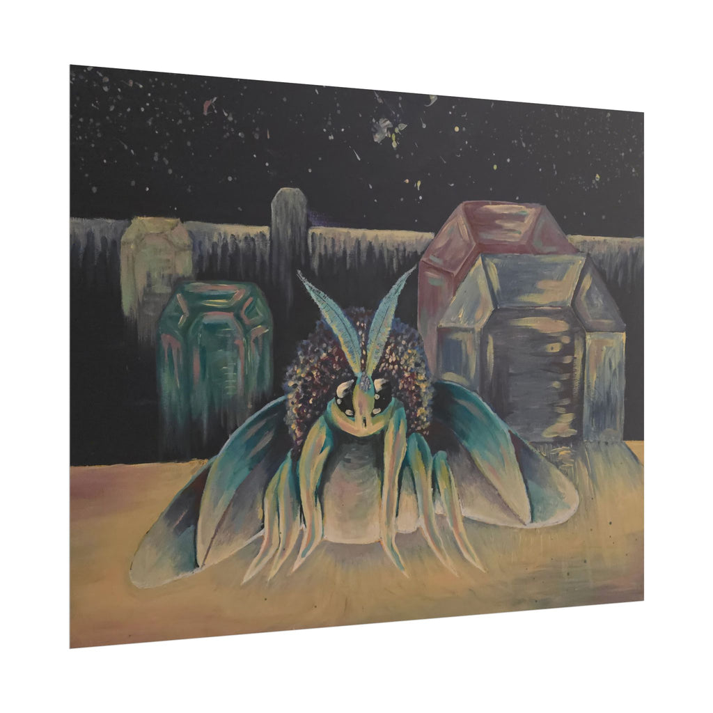 Poodle Moth Nightscape Art Poster