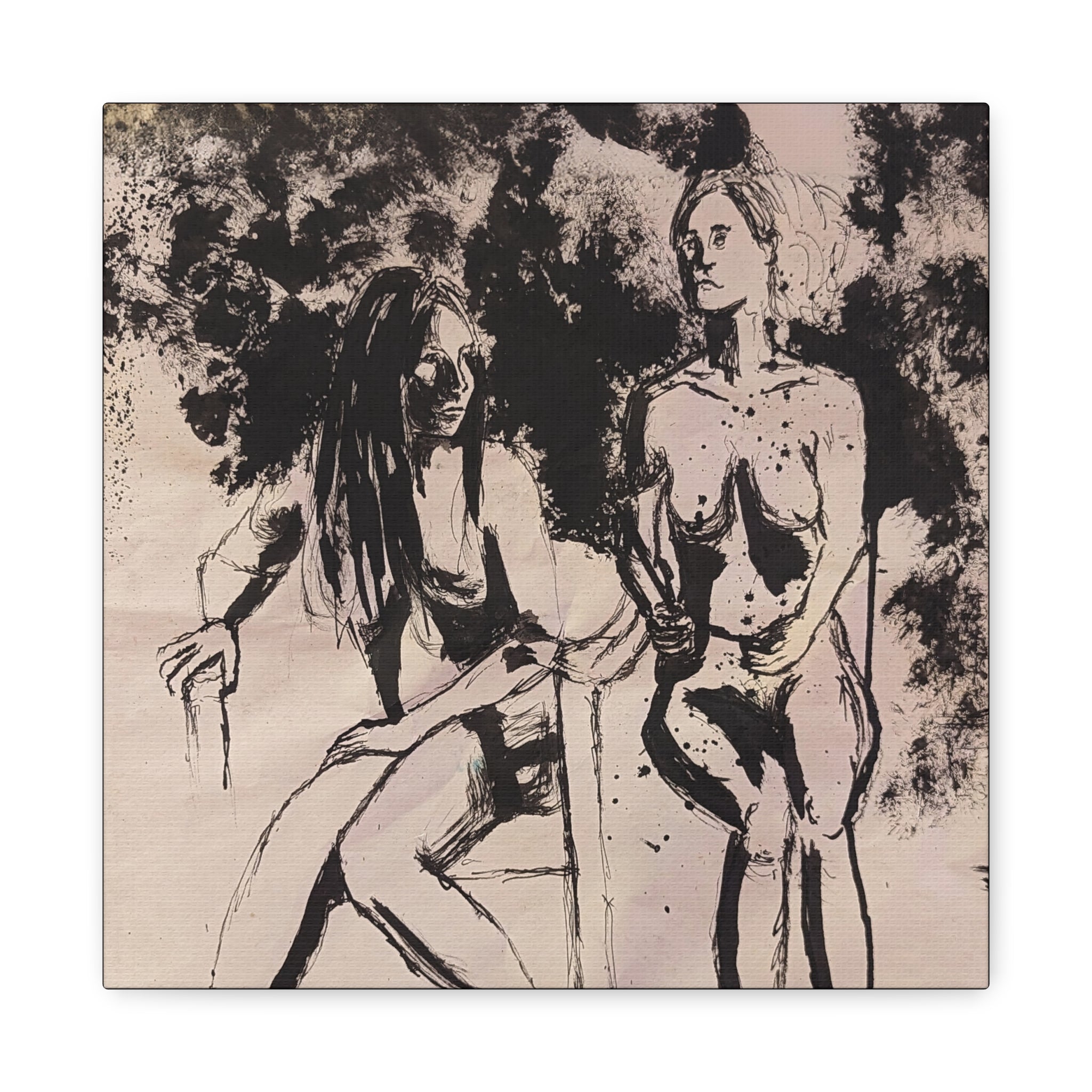 form / Figure Drawing of Two Women Canvas Print