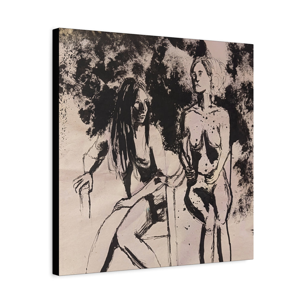 form / Figure Drawing of Two Women Canvas Print