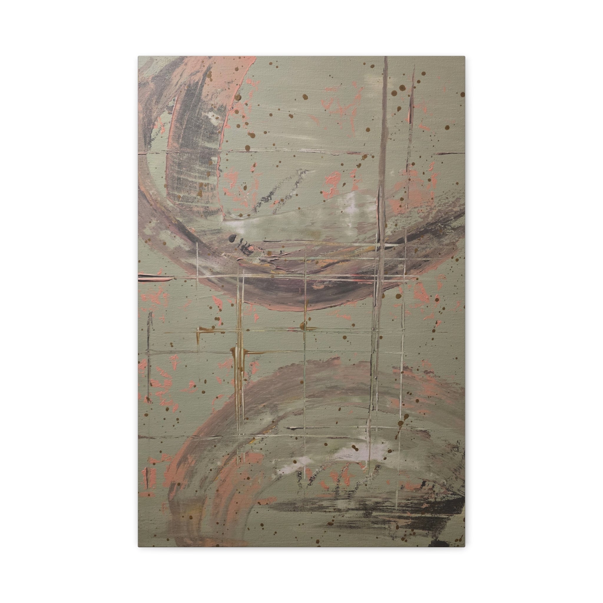 beacon / Abstract Pale Green and Grey Circles Canvas Print