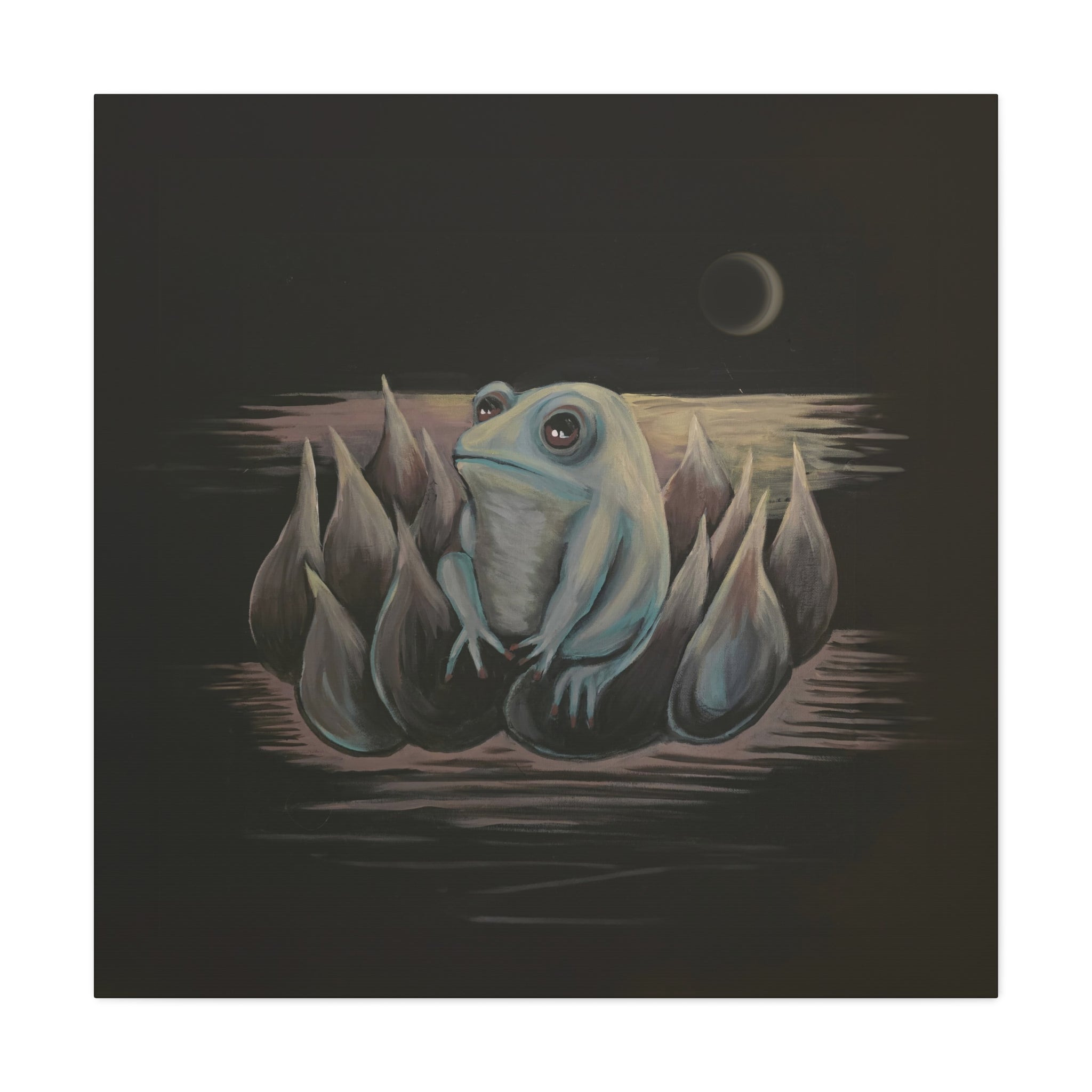 ripples / Frog on Lotus Canvas Print