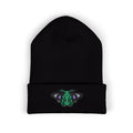 Poodle Moth Embroidered Beanie — Cuffed Knit Nightscape Moth Beanie