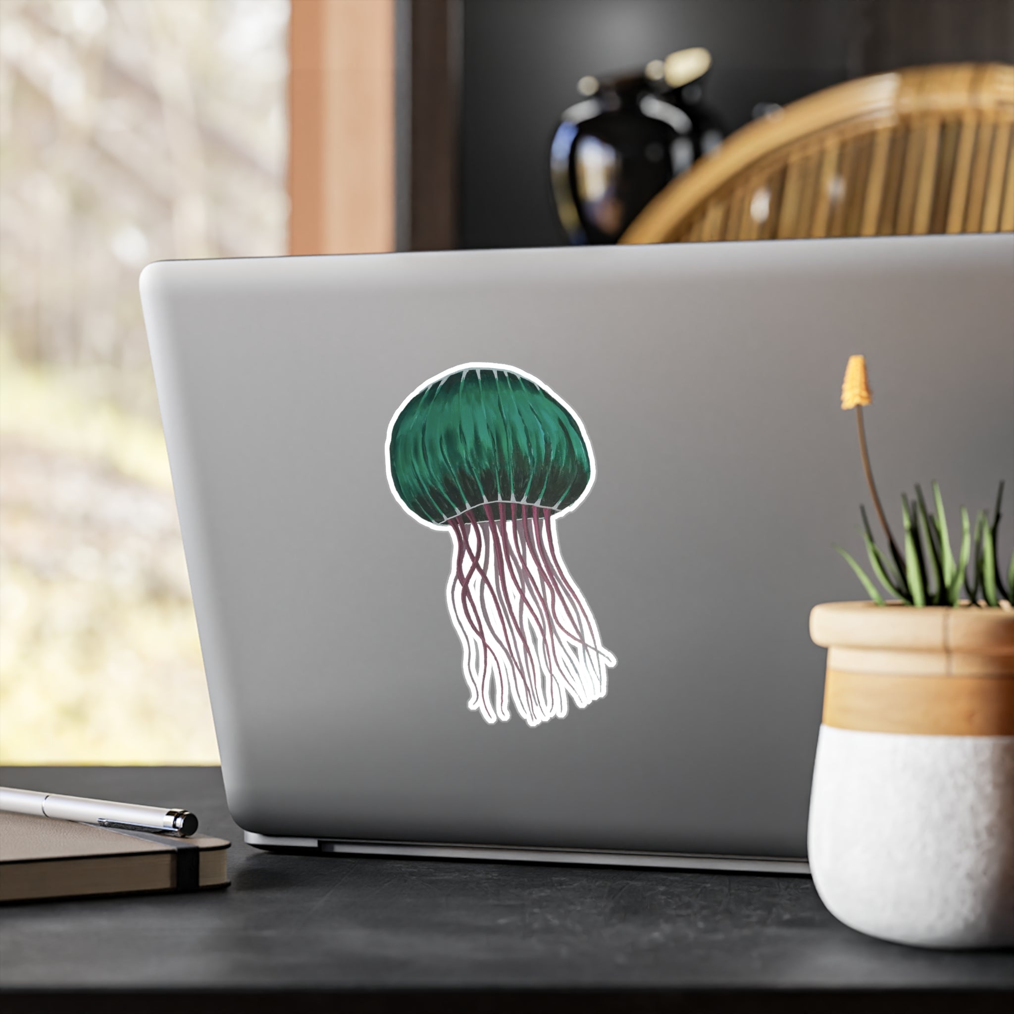 Jellyfish Vinyl Sticker — Colorful Nautical Kiss-Cut Decal for Laptops, Water Bottles & Windows