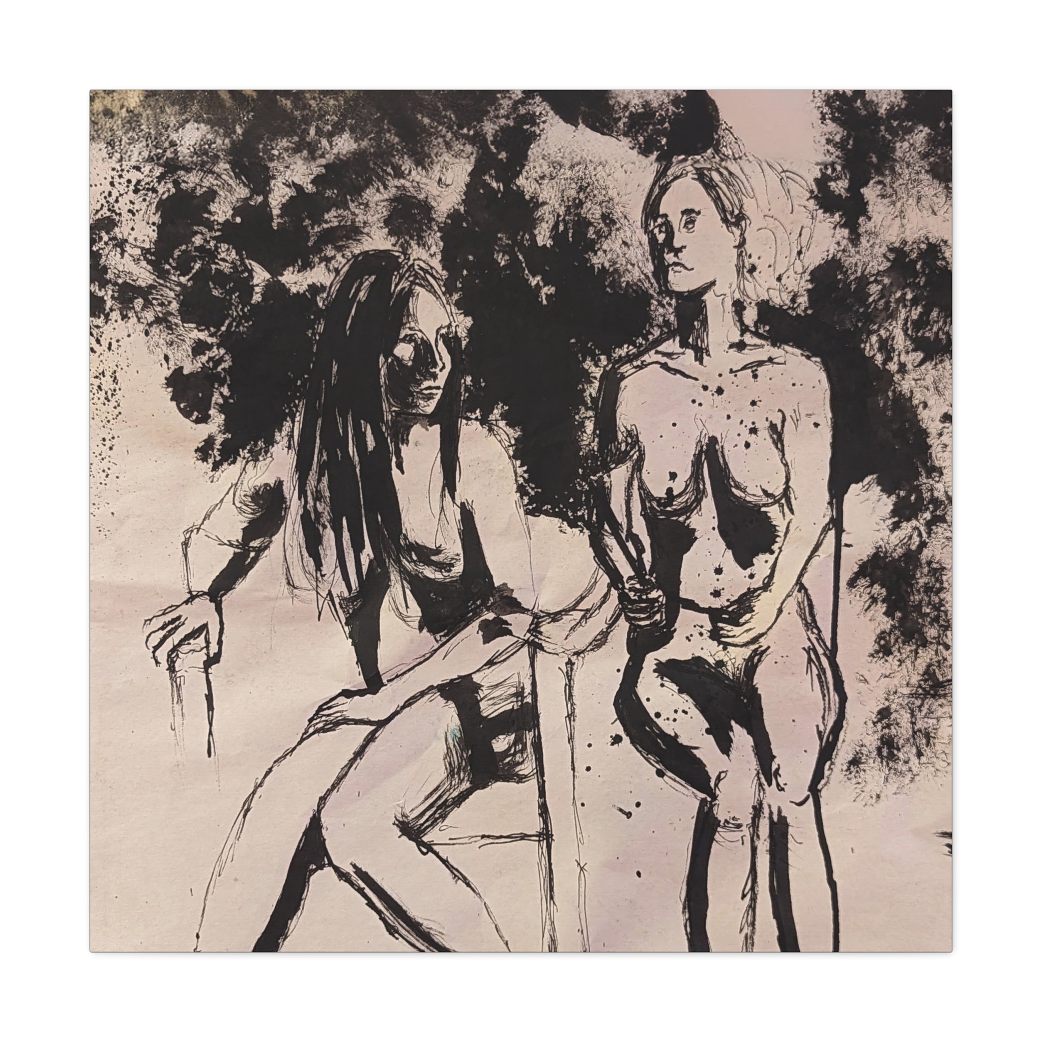 form / Figure Drawing of Two Women Canvas Print