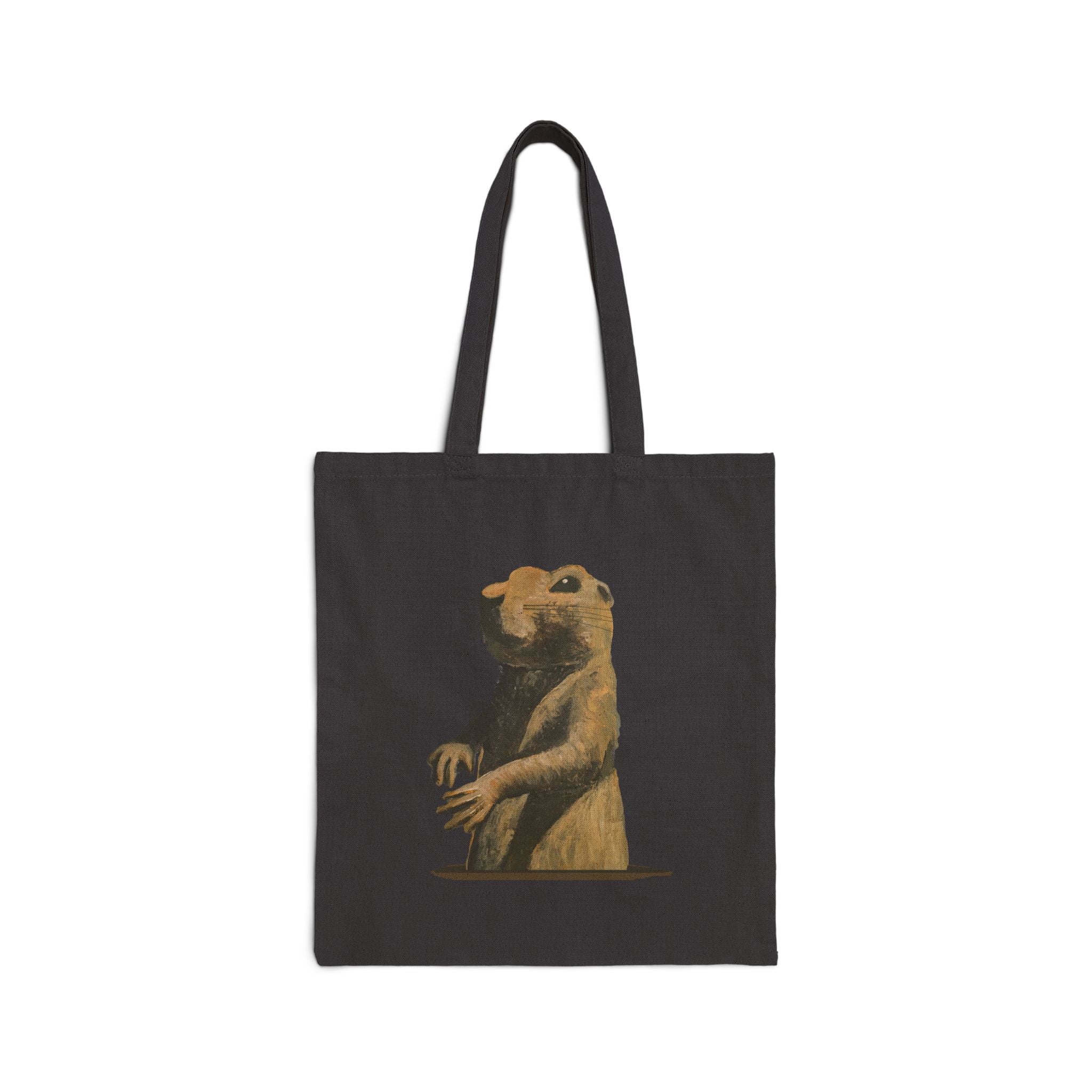 Prairie Dog Portrait Canvas Tote Bag — Whimsical Animal Eco Market Tote