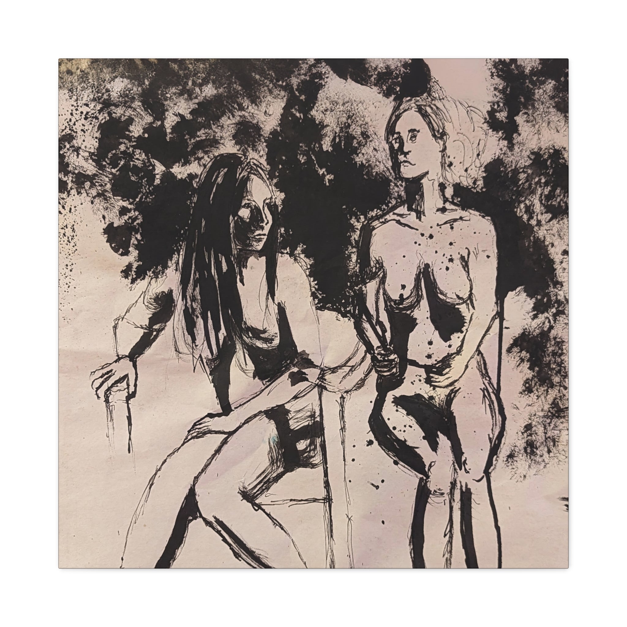 form / Figure Drawing of Two Women Canvas Print