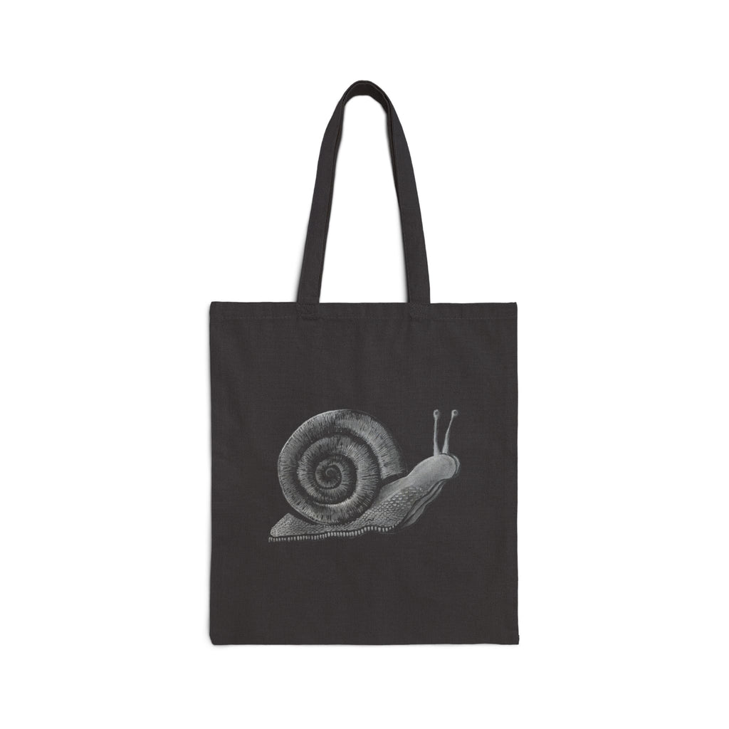 Snail Illustration Tote Bag — Vintage Botanical Canvas Grocery Tote
