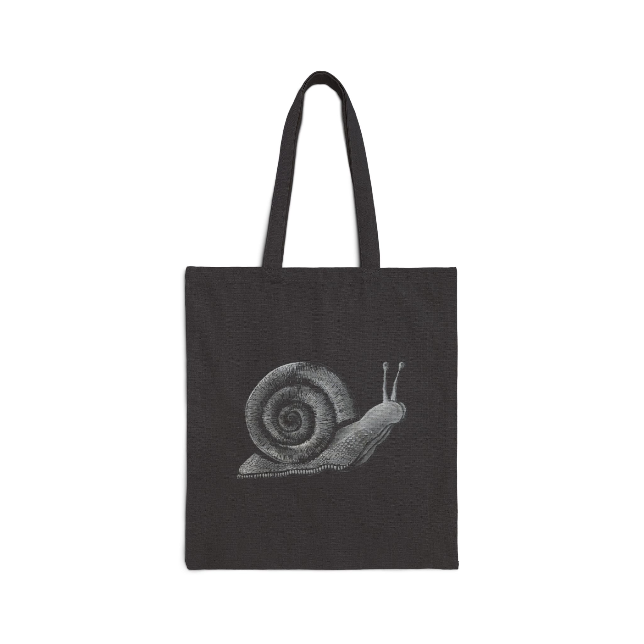 Snail Illustration Tote Bag — Vintage Botanical Canvas Grocery Tote