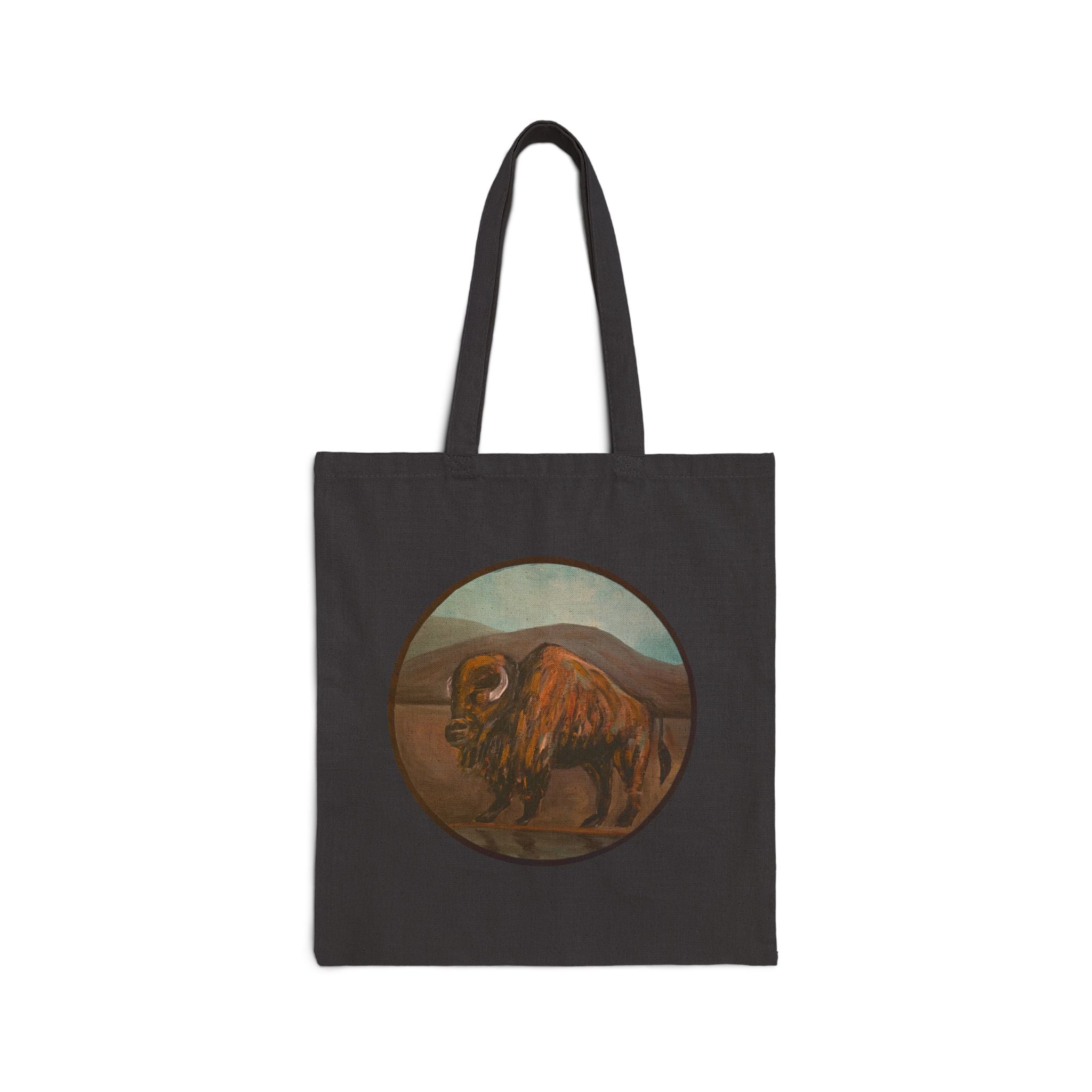 Buffalo Canvas Tote Bag — Vintage Wildlife Art Cotton Shopper