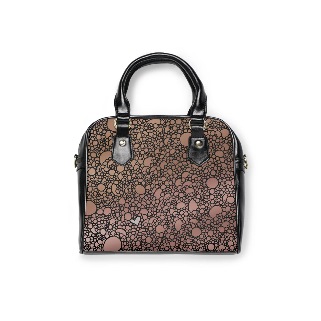 Bubble Texture Shoulder Handbag — Brown Polka Dot Patterned Purse