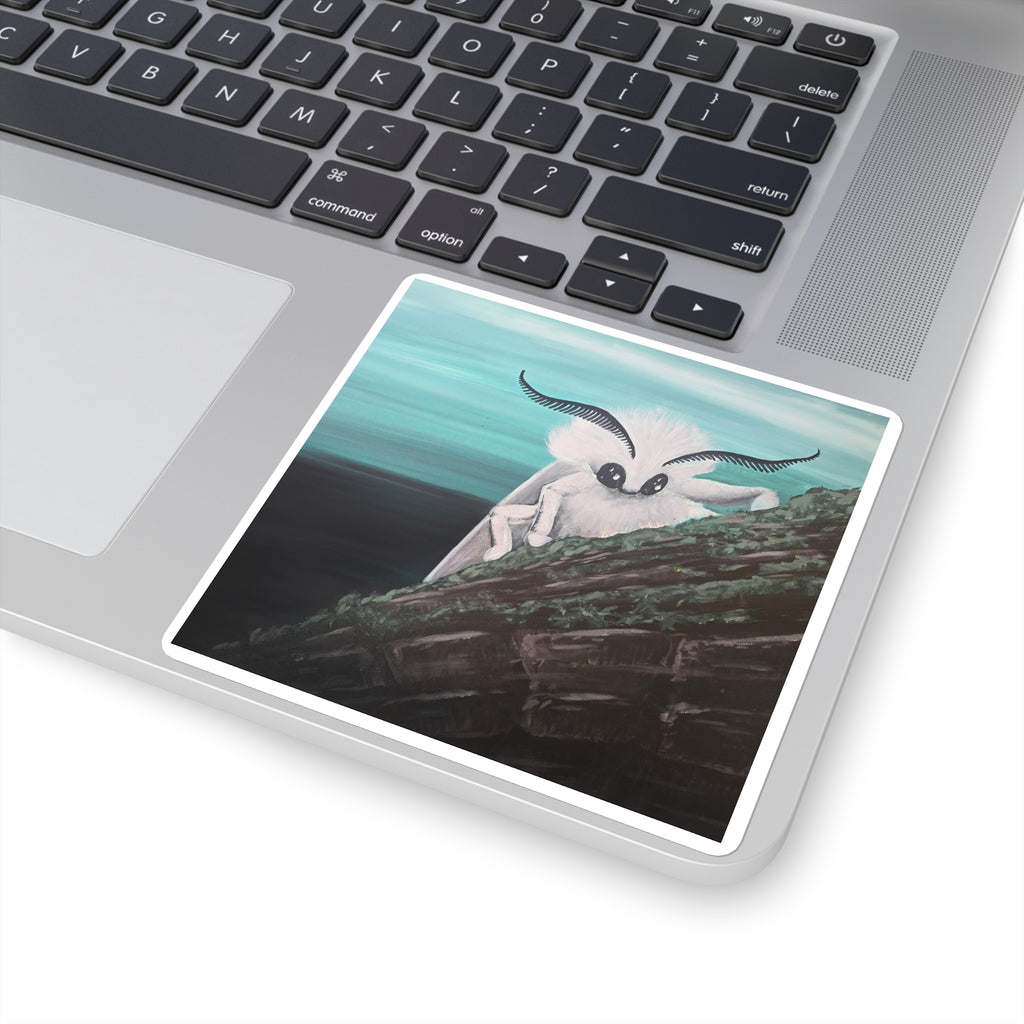 Poodle Moth Square Sticker — Whimsical Insect Laptop Decal