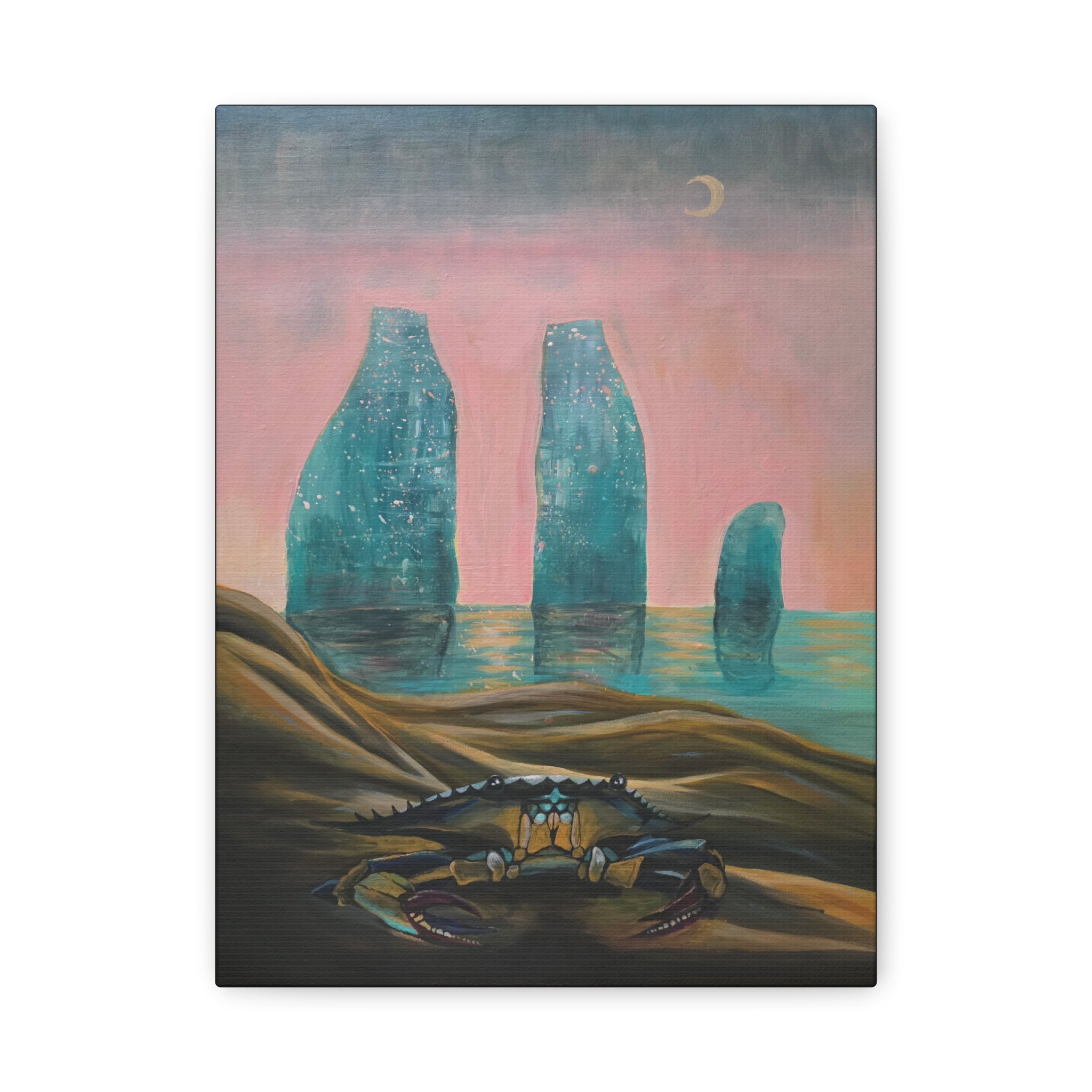 liminal ── Crab & Sea Monoliths Canvas Print
