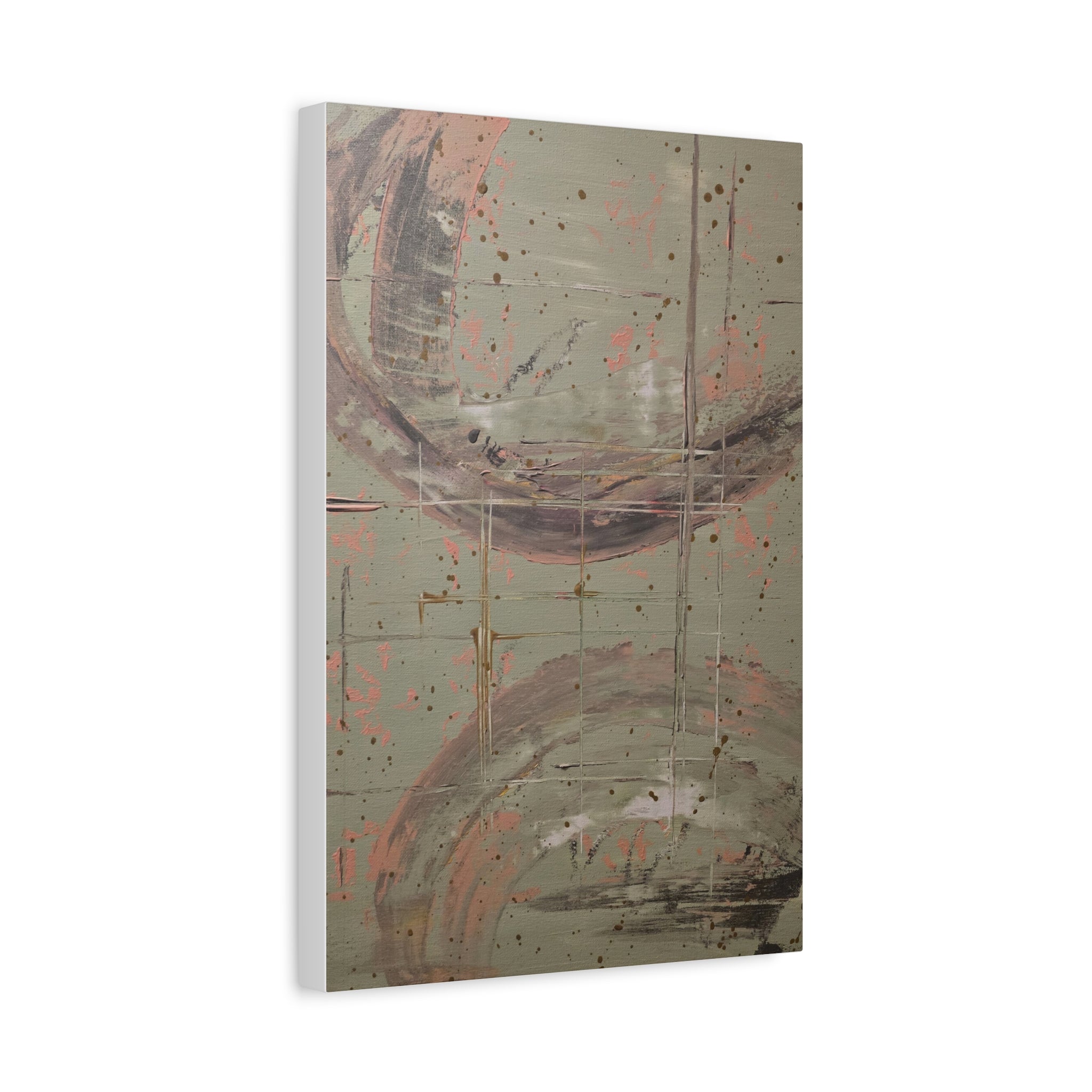 beacon / Abstract Pale Green and Grey Circles Canvas Print