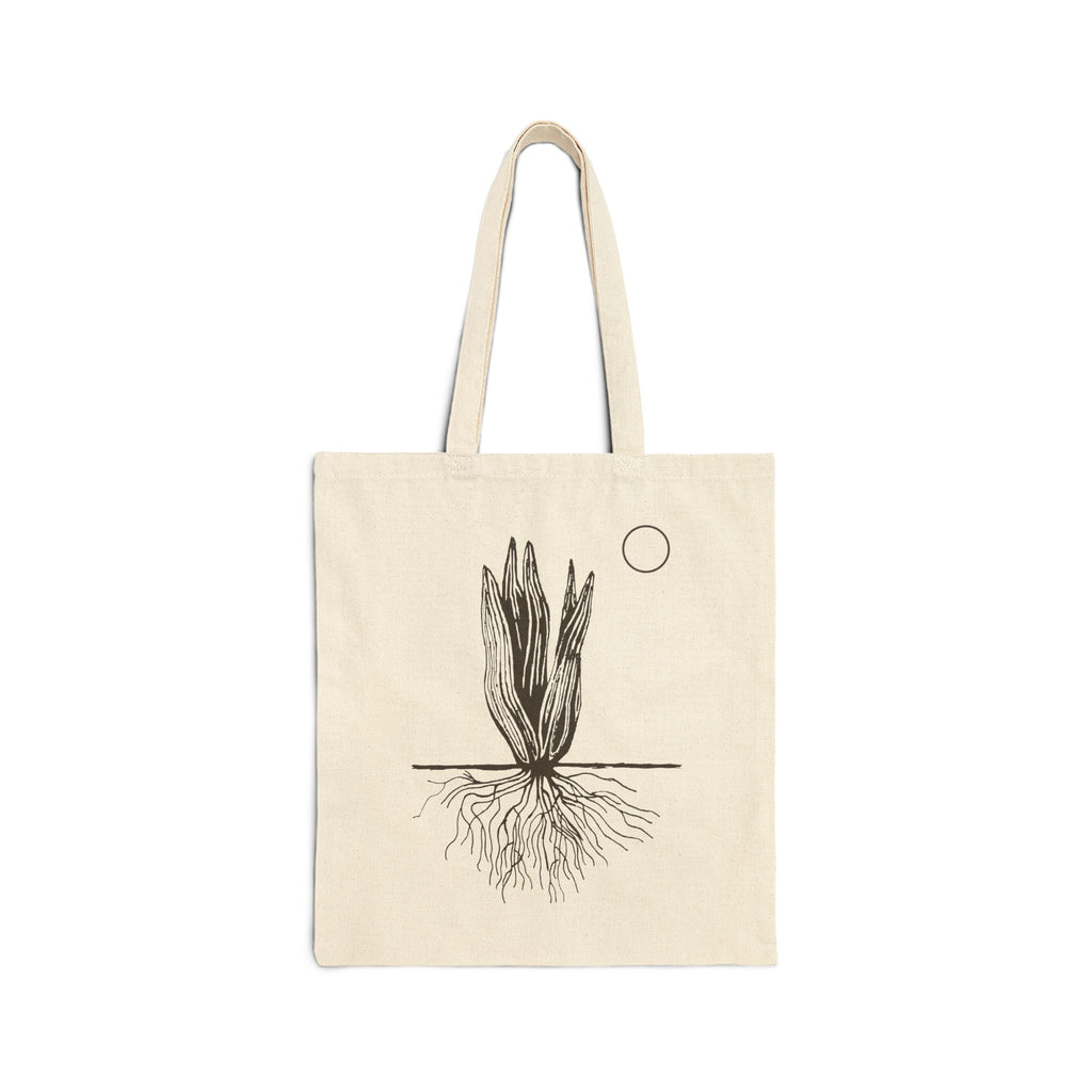 Botanical Roots Tote Bag — Minimal Plant Illustration Cotton Canvas Tote