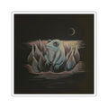 Frog on Lotus Square Sticker — Cute Nighttime Amphibian Art