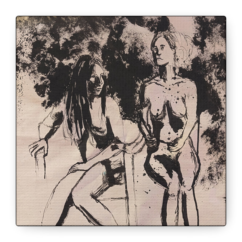 form / Figure Drawing of Two Women Canvas Print