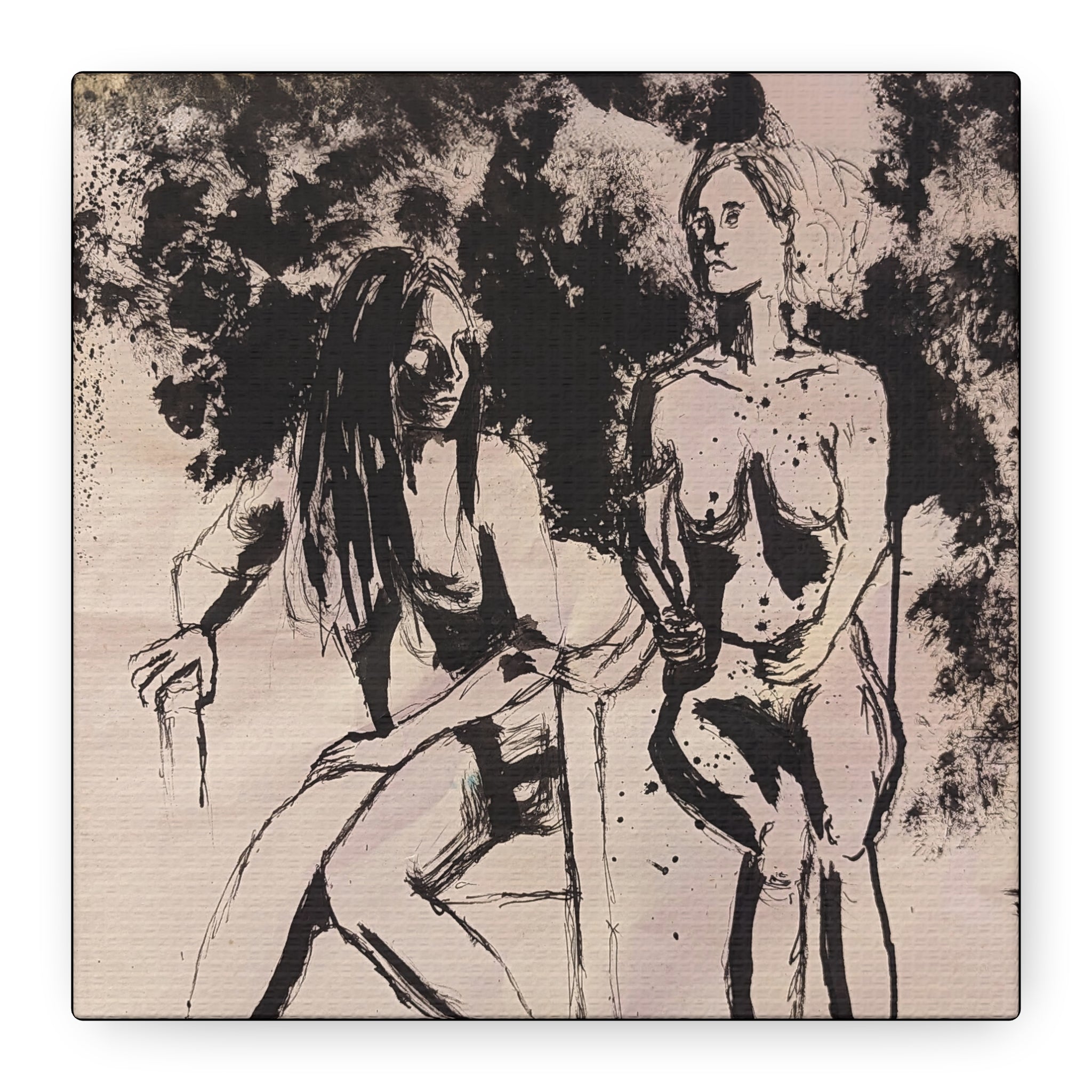 form / Figure Drawing of Two Women Canvas Print