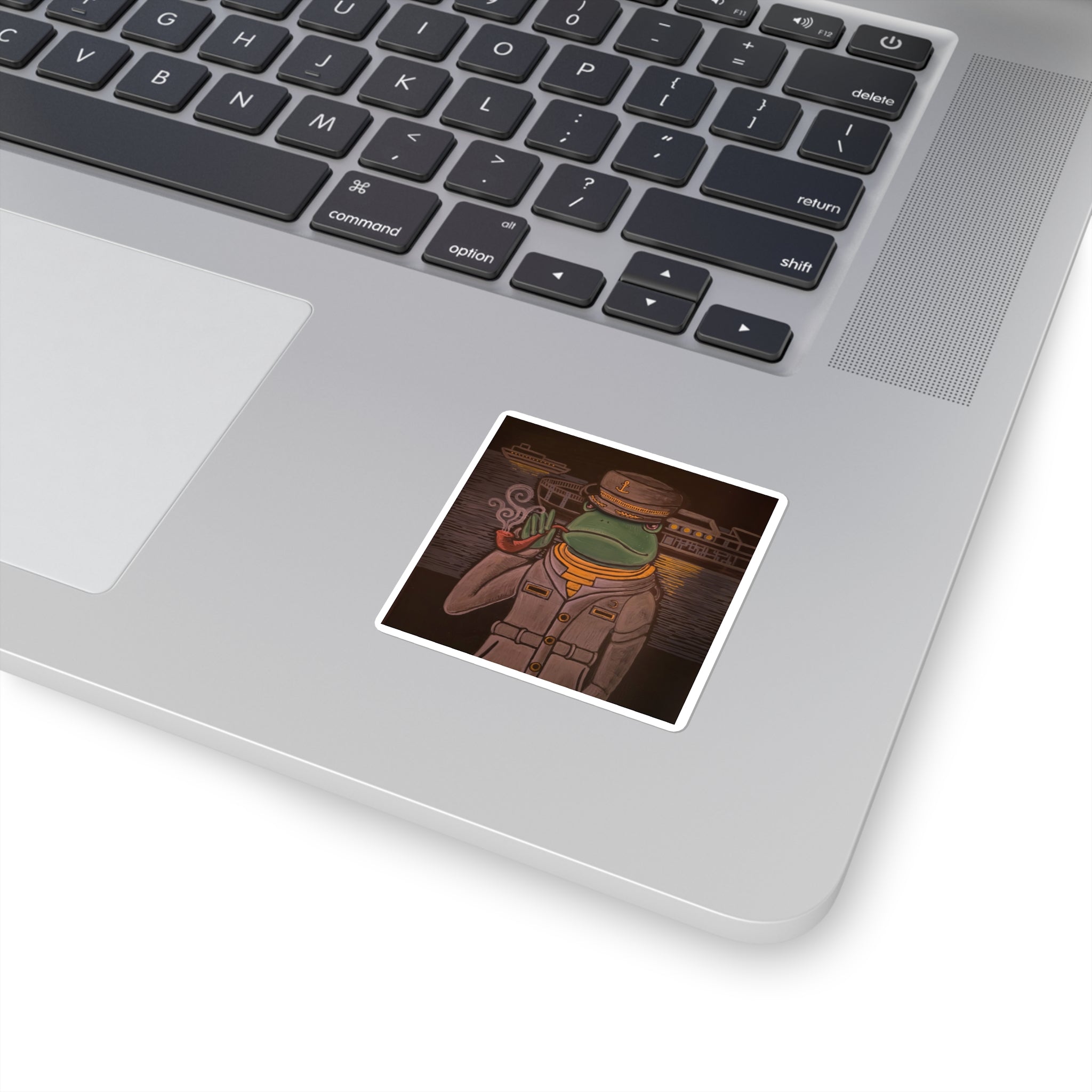 Frog Ship Captain Moonlit Harbor Sticker