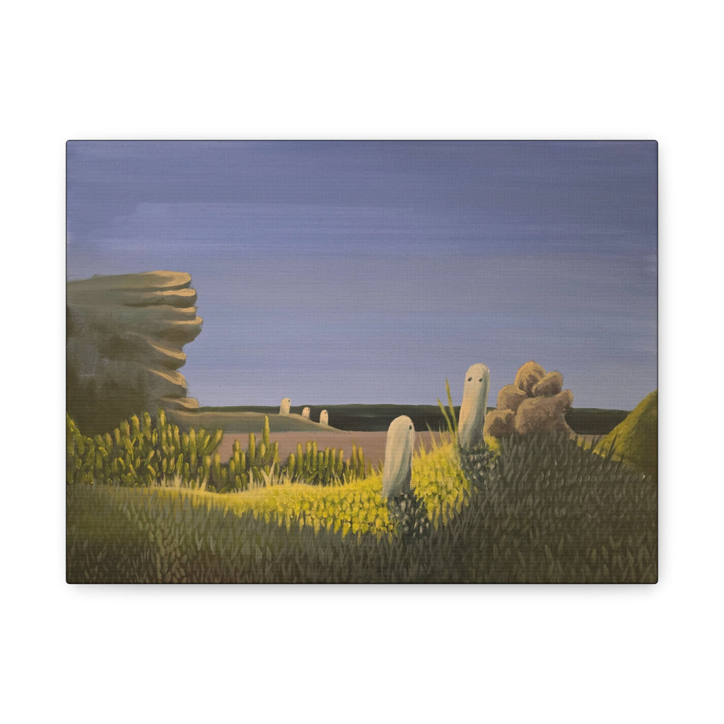 a day at the beach ── Beach Landscape with Ghost Family Canvas Print