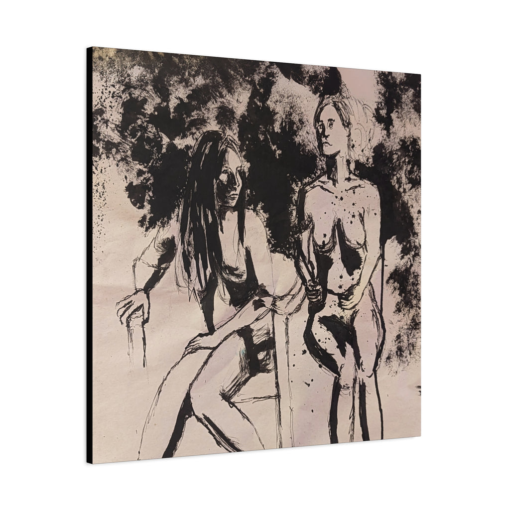 form / Figure Drawing of Two Women Canvas Print