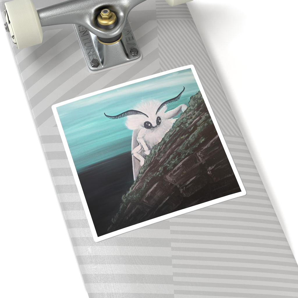 Poodle Moth Square Sticker — Whimsical Insect Laptop Decal