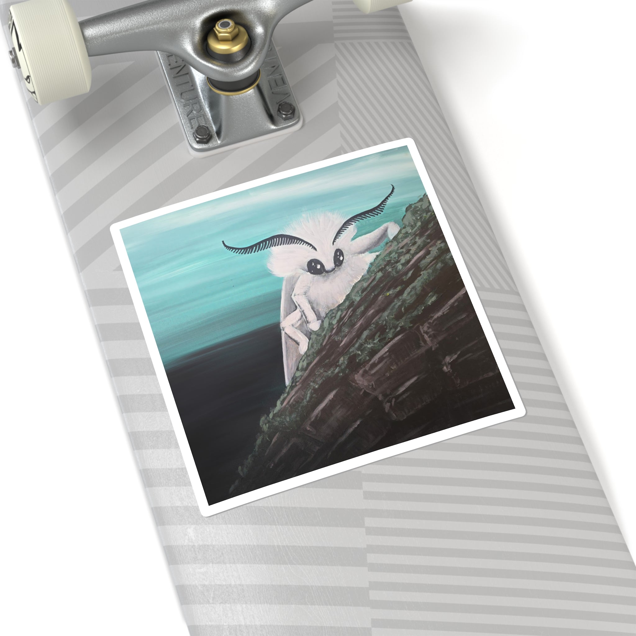 Poodle Moth Square Sticker — Whimsical Insect Laptop Decal