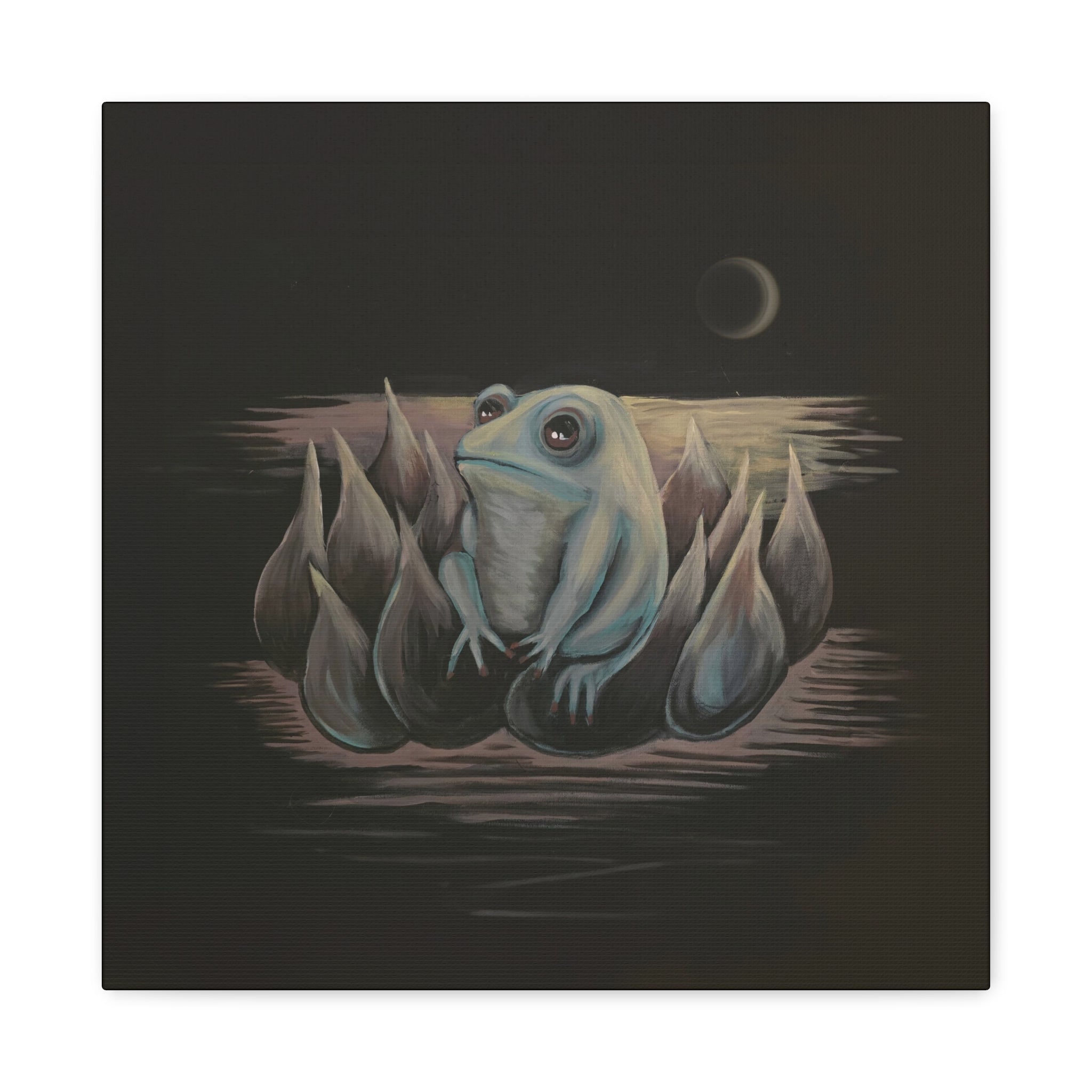 ripples / Frog on Lotus Canvas Print