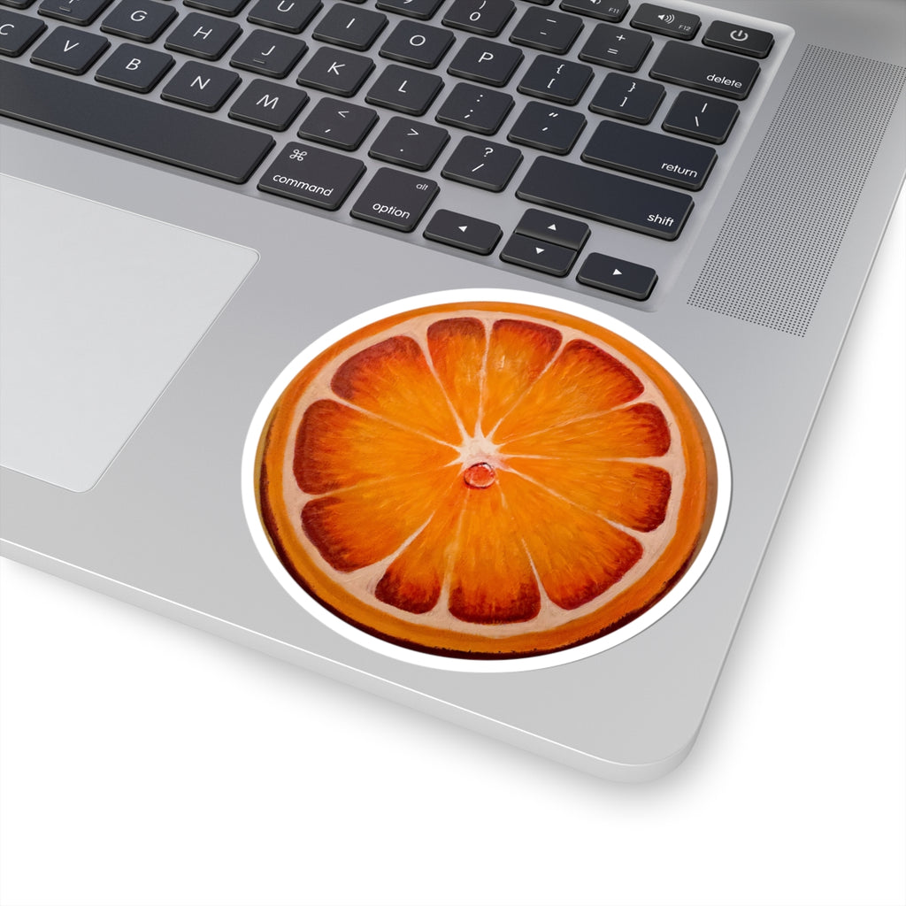 Orange Slice Kiss-Cut Sticker — Bright Citrus Laptop Decal