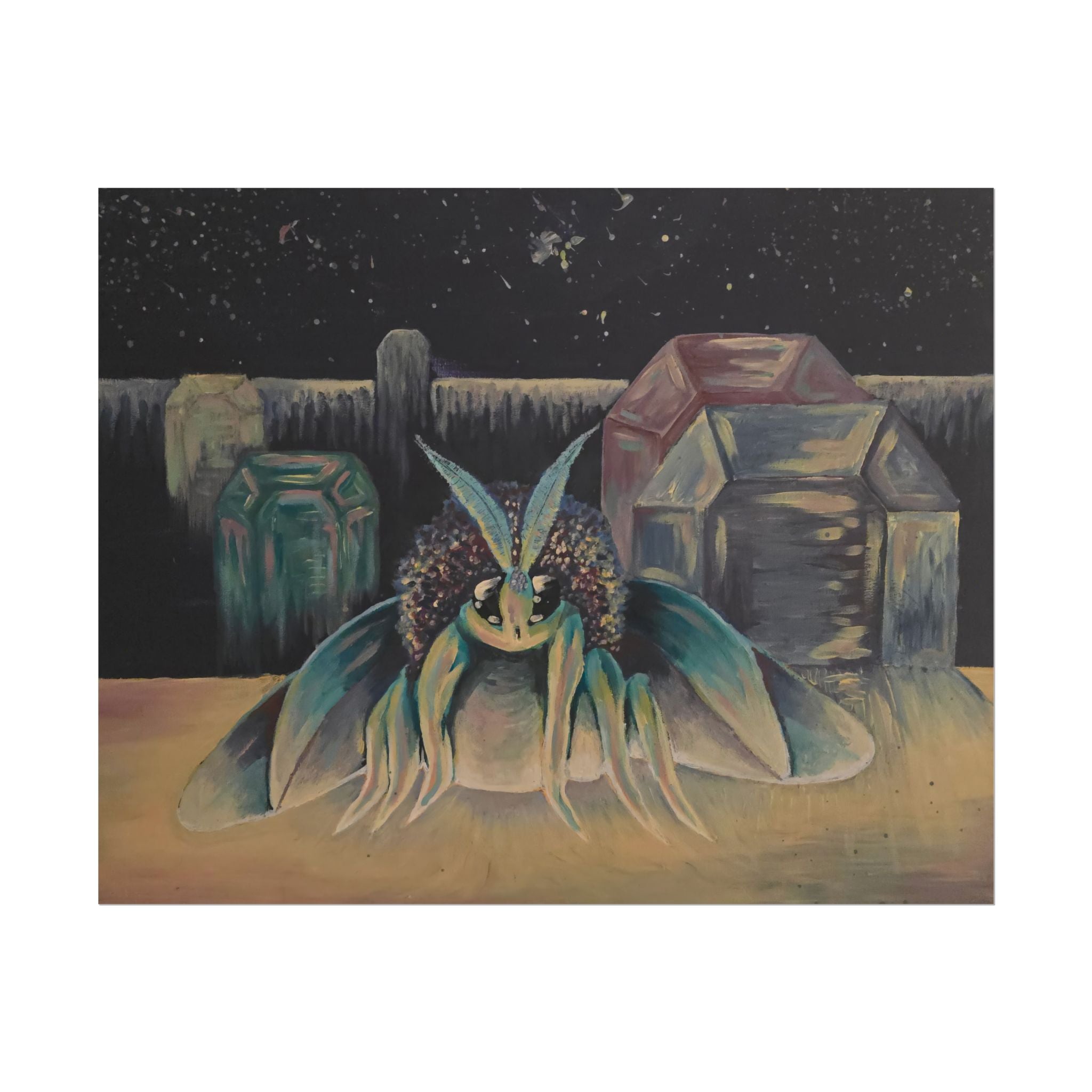 Poodle Moth Nightscape Art Poster
