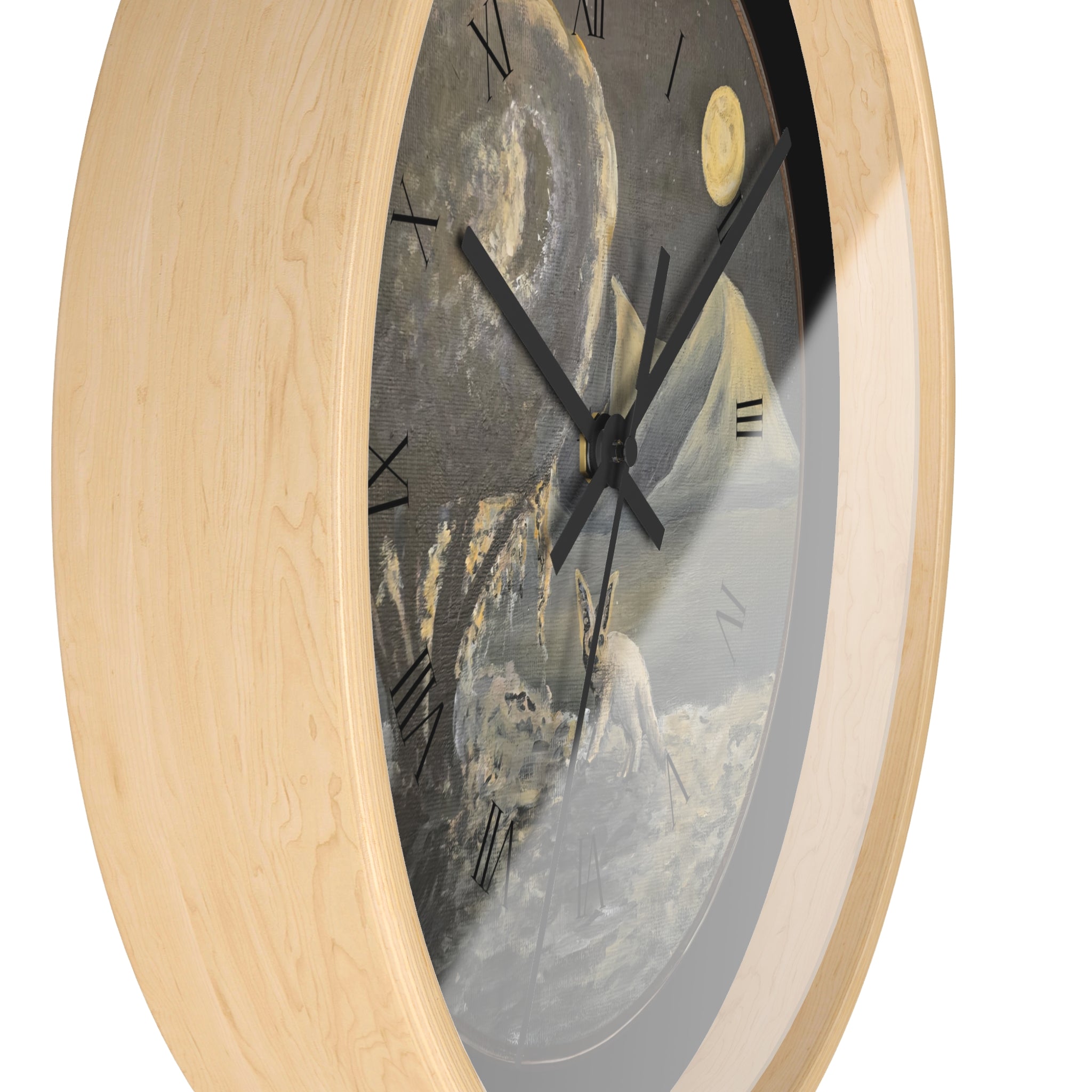 Moonlit Fennoc Fox Wall Clock Edition — Vintage Nightscape Decorative Clock
