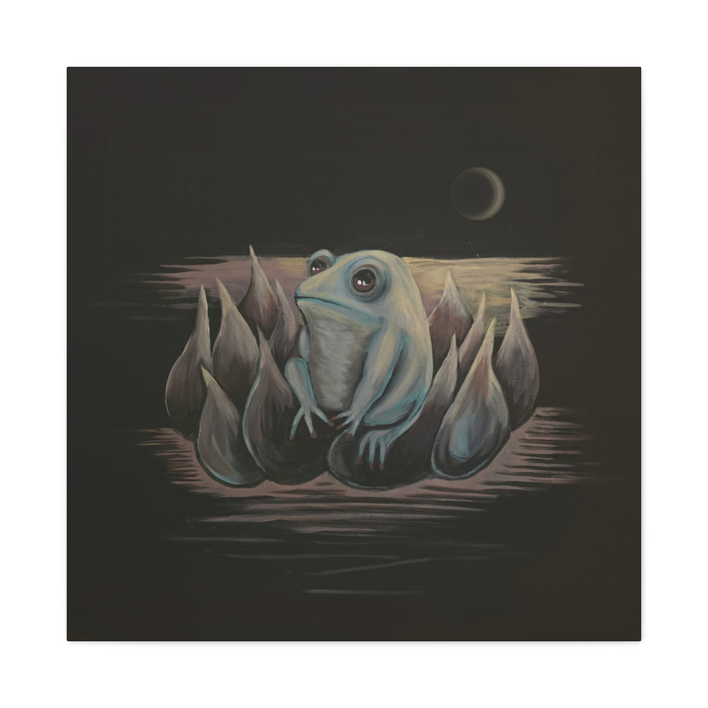 ripples / Frog on Lotus Canvas Print