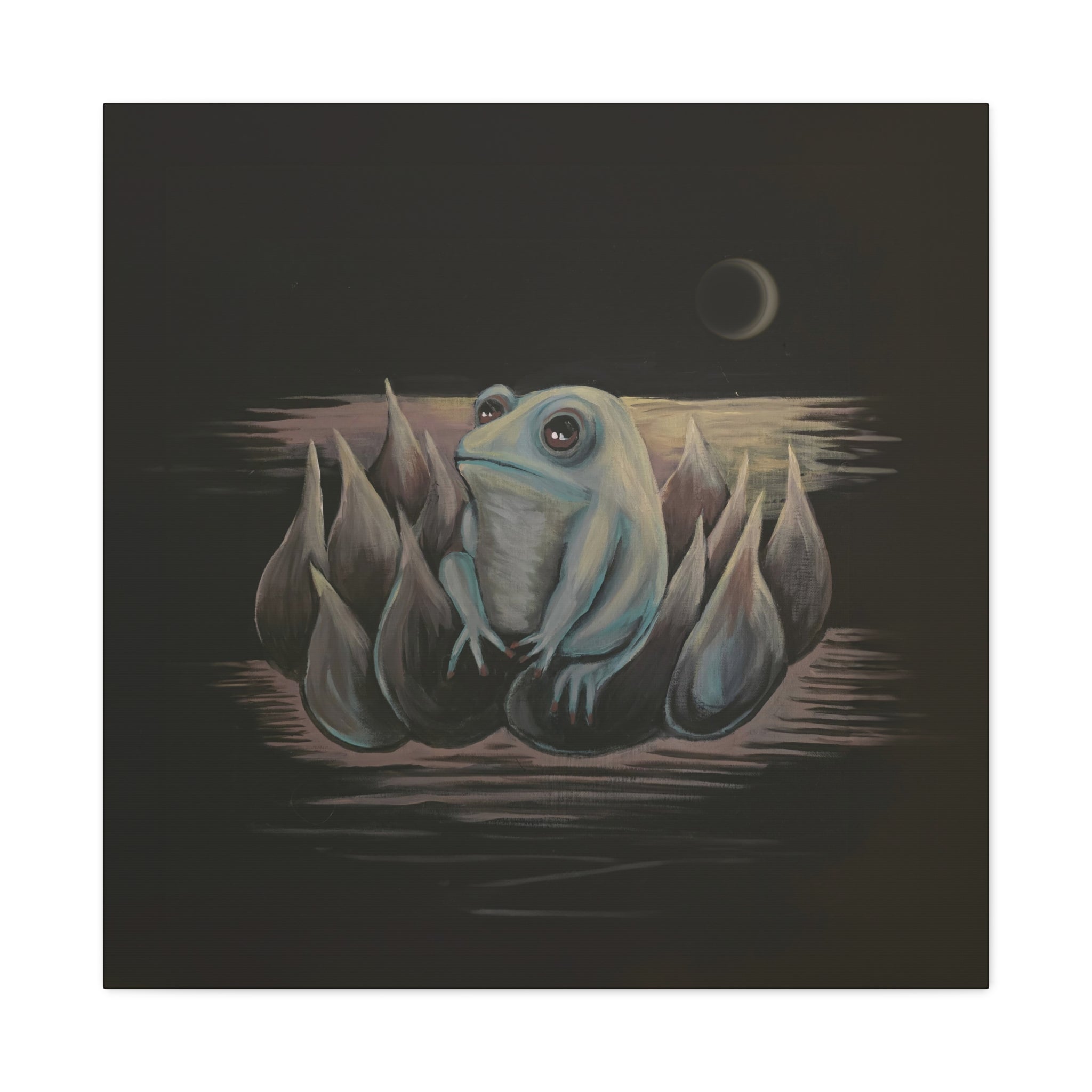 ripples / Frog on Lotus Canvas Print
