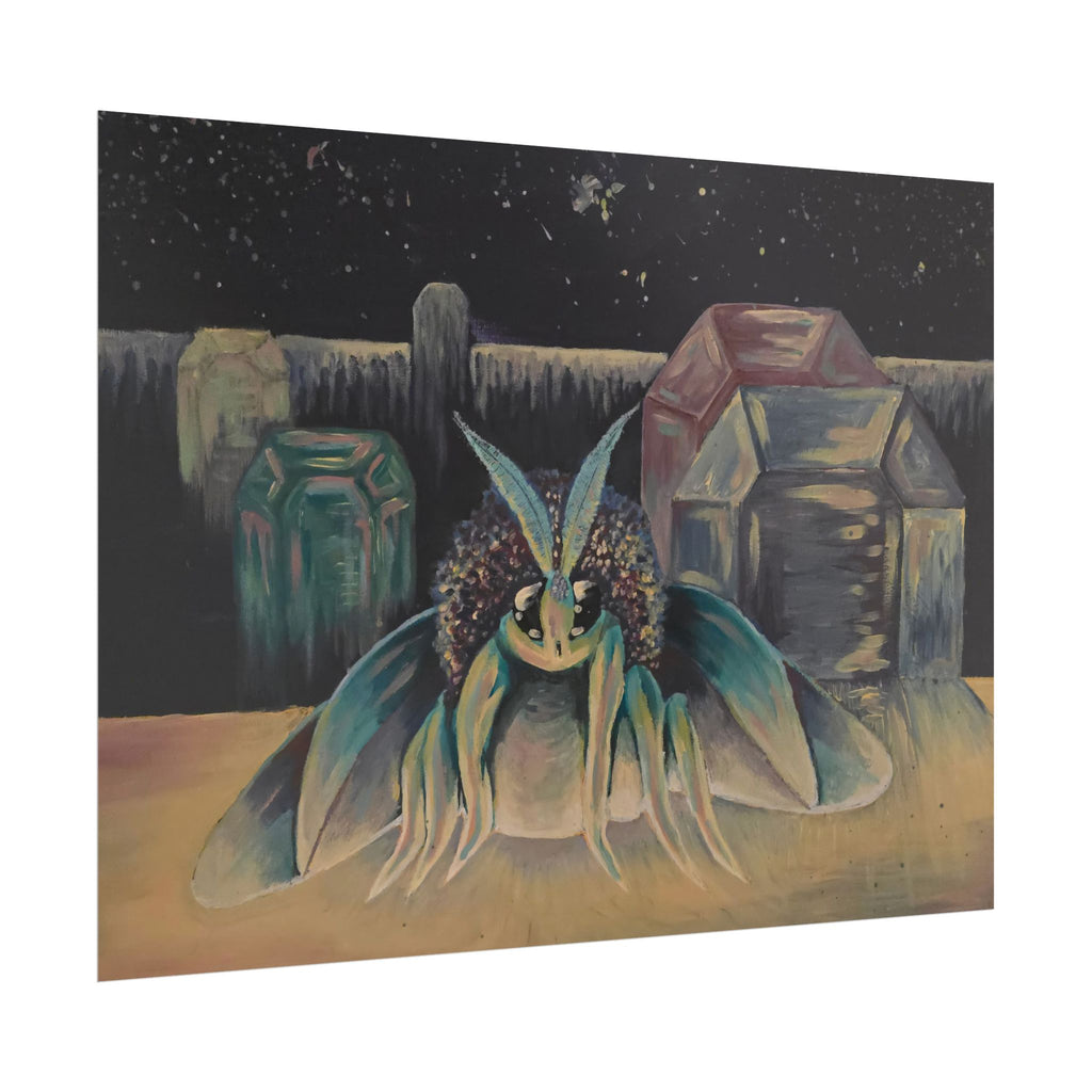 Poodle Moth Nightscape Art Poster