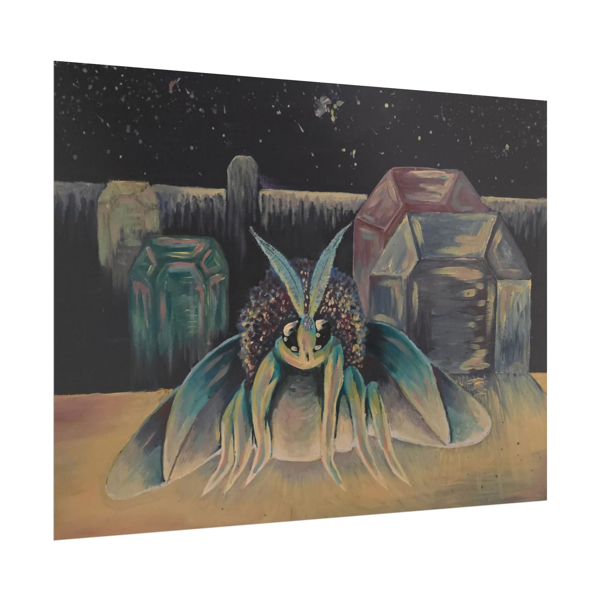 Poodle Moth Nightscape Art Poster