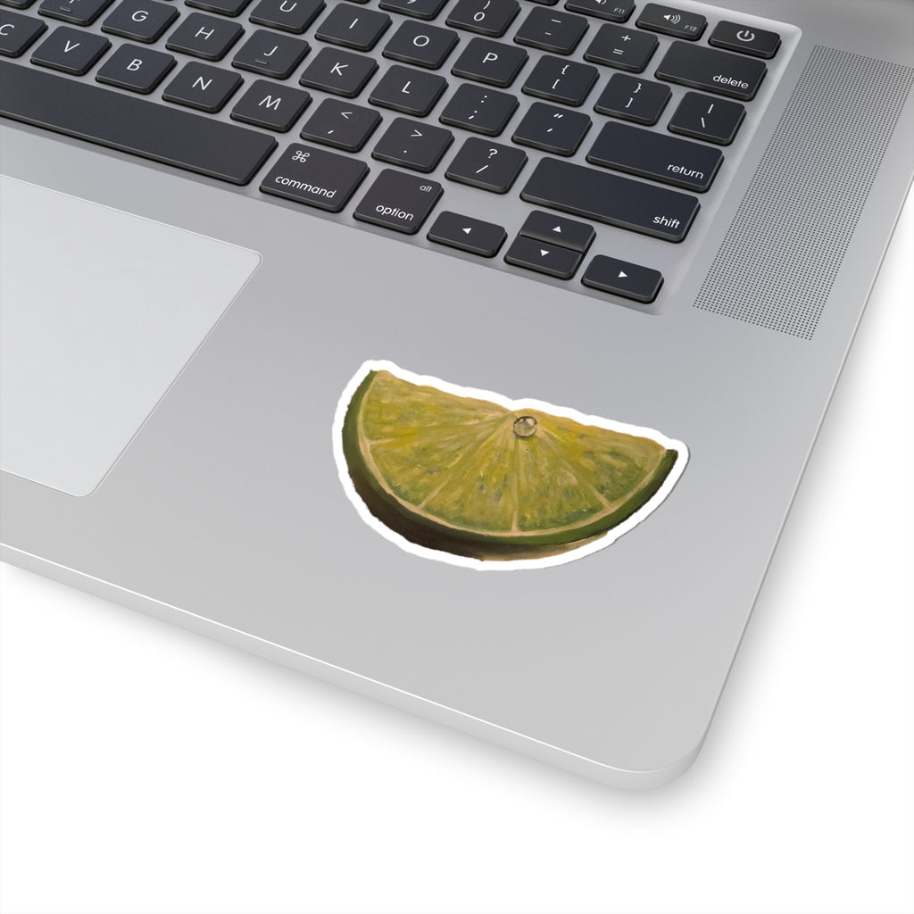 Lime Slice Kiss-Cut Sticker — Realistic Citrus Decal for Laptops & Water Bottles