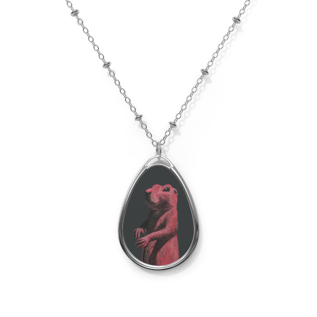 Prairie Dog Portrait Teardrop Necklace