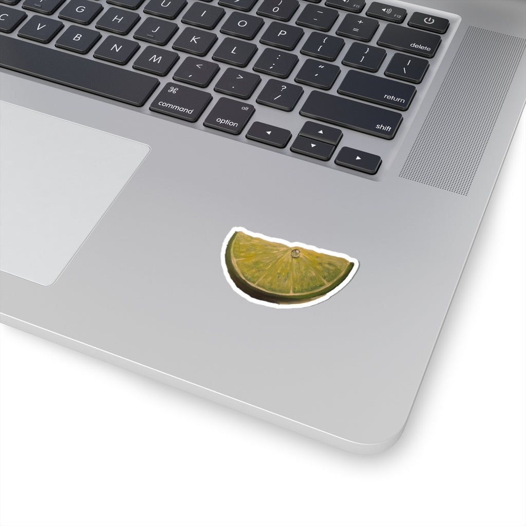 Lime Slice Kiss-Cut Sticker — Realistic Citrus Decal for Laptops & Water Bottles
