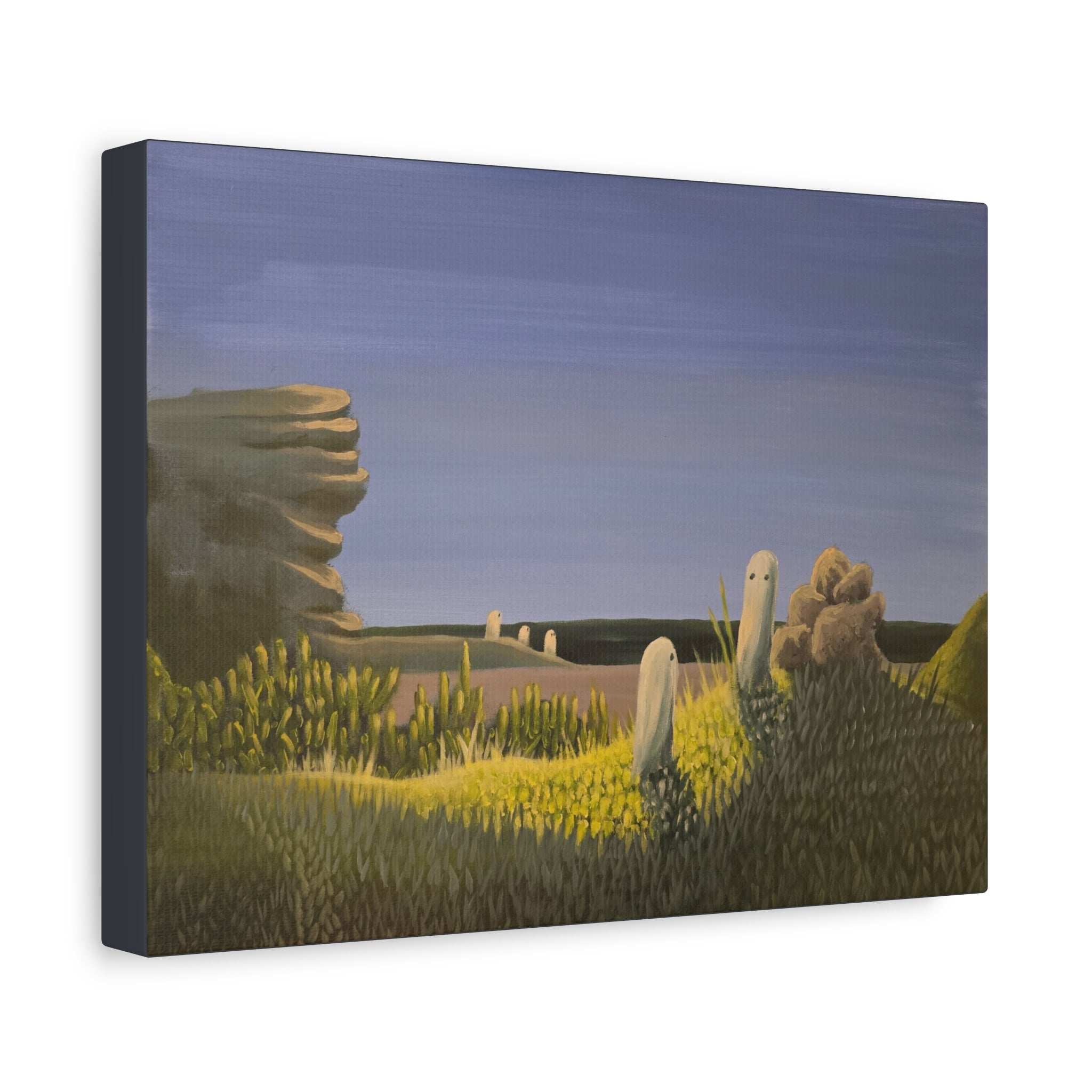 a day at the beach ── Beach Landscape with Ghost Family Canvas Print