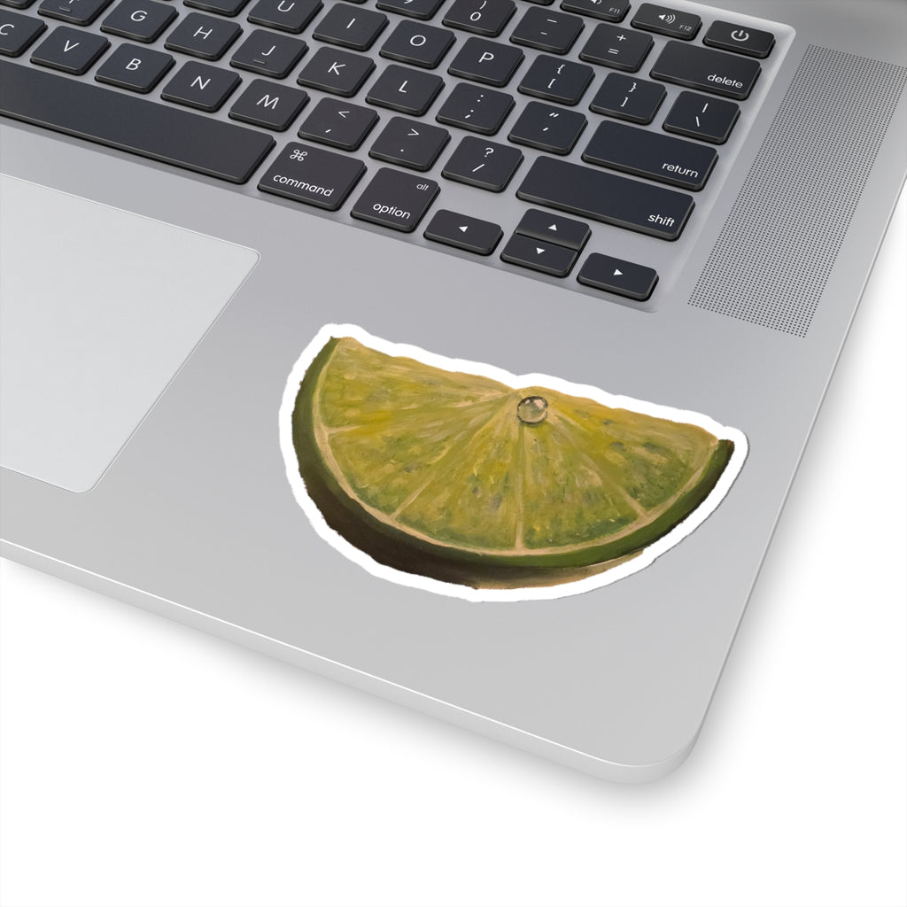 Lime Slice Kiss-Cut Sticker — Realistic Citrus Decal for Laptops & Water Bottles