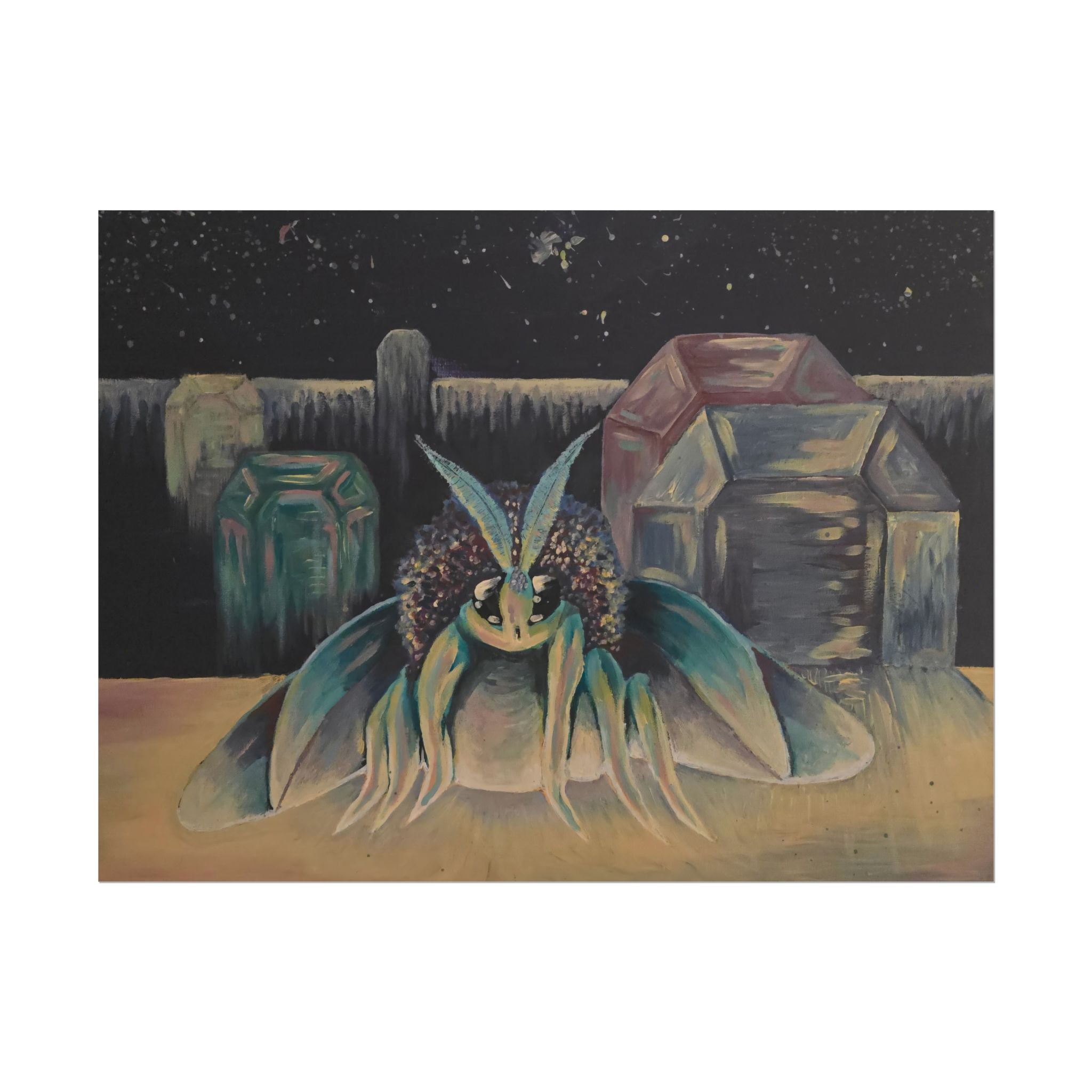 Poodle Moth Nightscape Art Poster