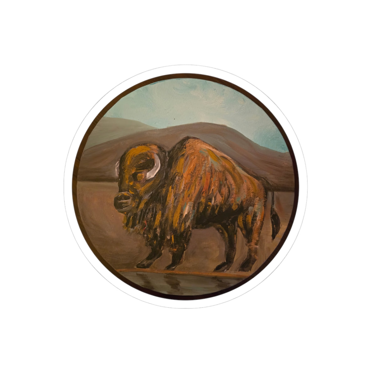 Buffalo Kiss-Cut Sticker — Rustic Western Buffalo Art Decal