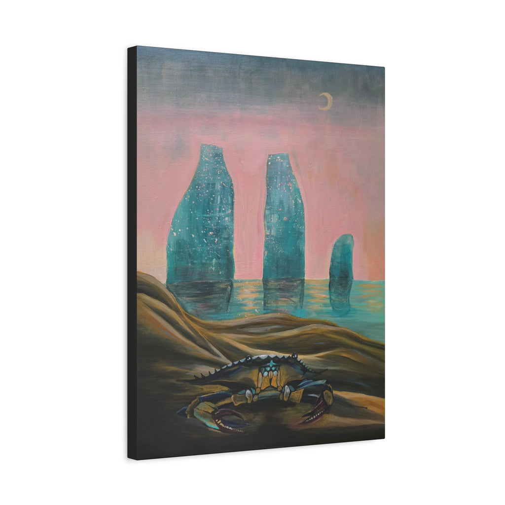 liminal ── Crab & Sea Monoliths Canvas Print