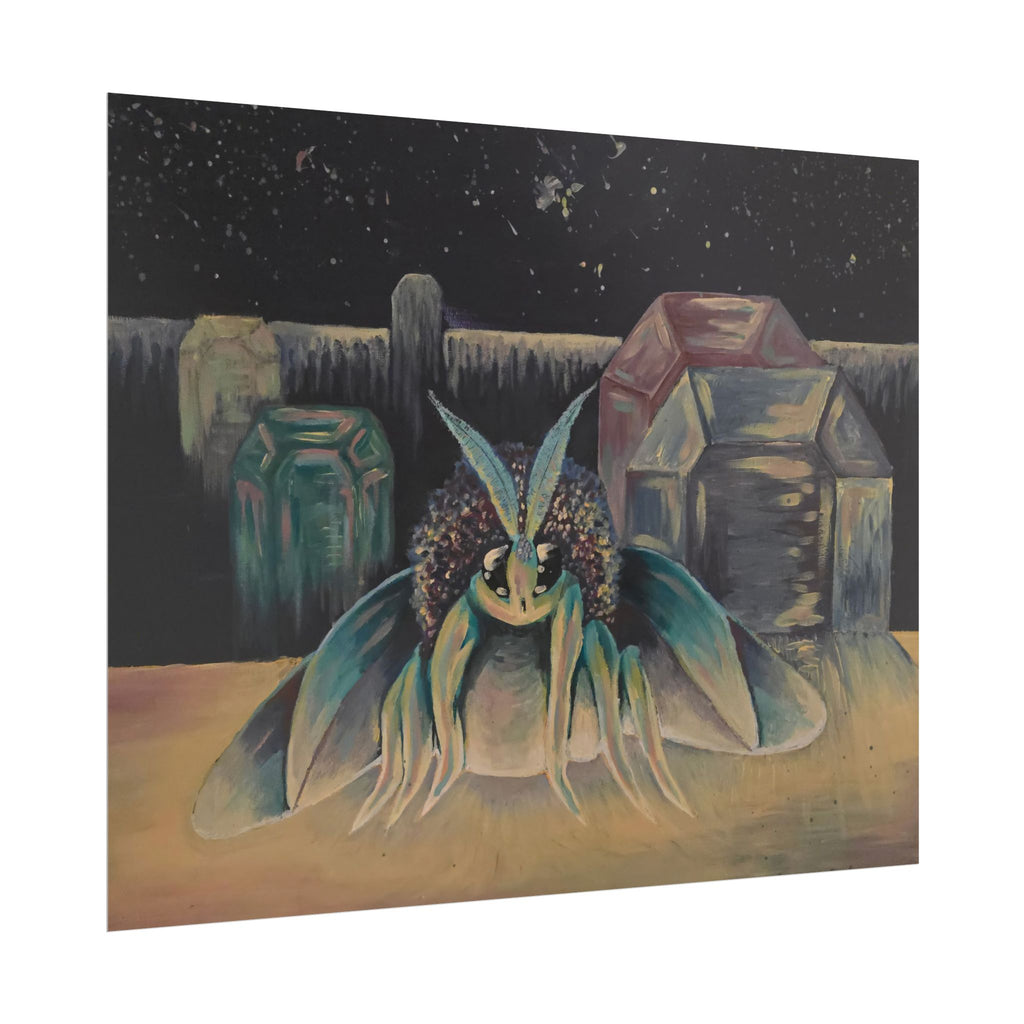 Poodle Moth Nightscape Art Poster