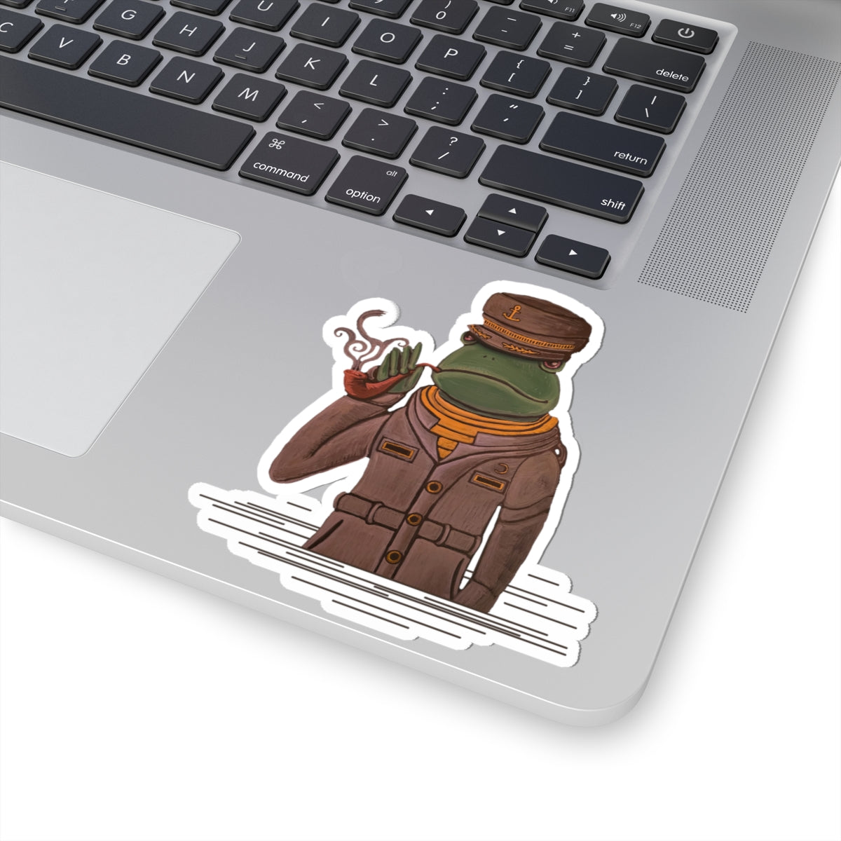 Frog Ship Captain Sticker — Vintage Nautical Frog with Pipe Kiss-Cut Sticker