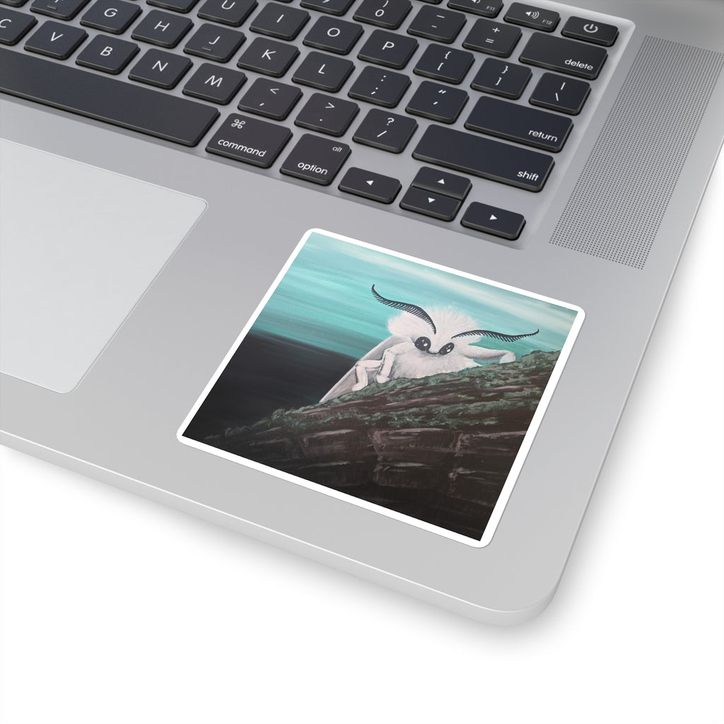 Poodle Moth Square Sticker — Whimsical Insect Laptop Decal
