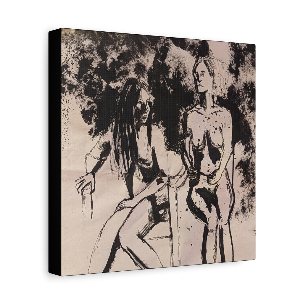 form / Figure Drawing of Two Women Canvas Print